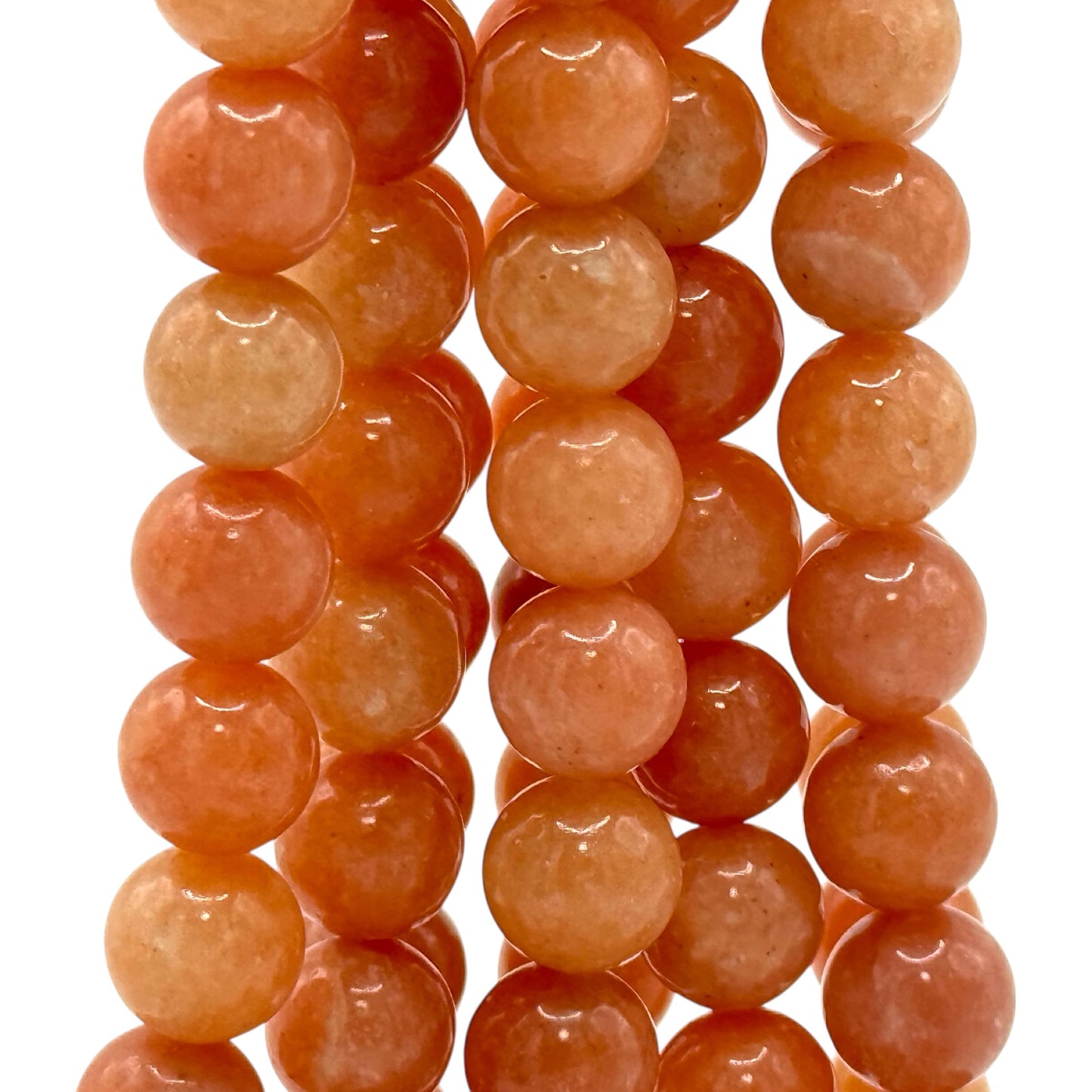 ABCGEMS Peruvian Strawberry Calcite Beads AKA Orchid Calcite (Well-Defined Peach & Orange Hues - Consistent Color with Minimal Fading or Dull Areas) Smooth Round 10mm