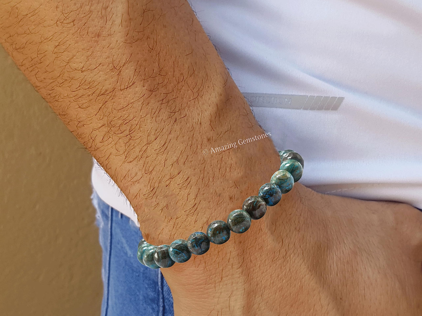 Amazing Gemstone Chrysocolla Bracelet for Women - Chakra Mens Bracelet Protection Crystals and Healing Stones - Blessing Bracelet Spiritual Meditation Gift Christmas Stocking