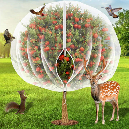 6'x6' Fruit Tree Netting Cover with Zipper and Drawstring, Ultra-Fine Mesh Garden Plant Insect Pest Net Barrier Protection Covers to Prevent Squirrel Bird Deer Cicadas Bag for Blueberry Tomato-1Pcs