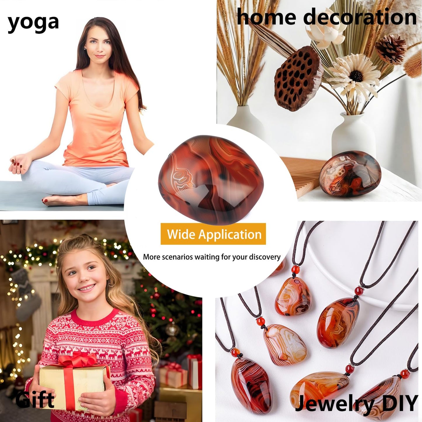 Chiloskit Agate Palm Stone Worry Stones,Natural Sardonyx Healing Crystal for Massage Meditation, Healing, Yoga, Reiki, Zen,Aquarium Decorative Rocks,Gift for Girls Christmas Gifts 4CM (4cm/5pcs)
