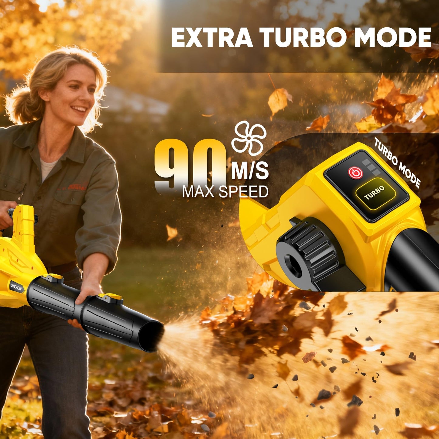 LITEKON Leaf Blower Cordless, Brushless 700CFM & 13 Speed Modes, Electric Cordless Leaf Blowers with 2 x 5.0Ah Batteries and Charger, 21V Powerful Blowers for Lawn Care, Blowing Leaves, Dust, Snow