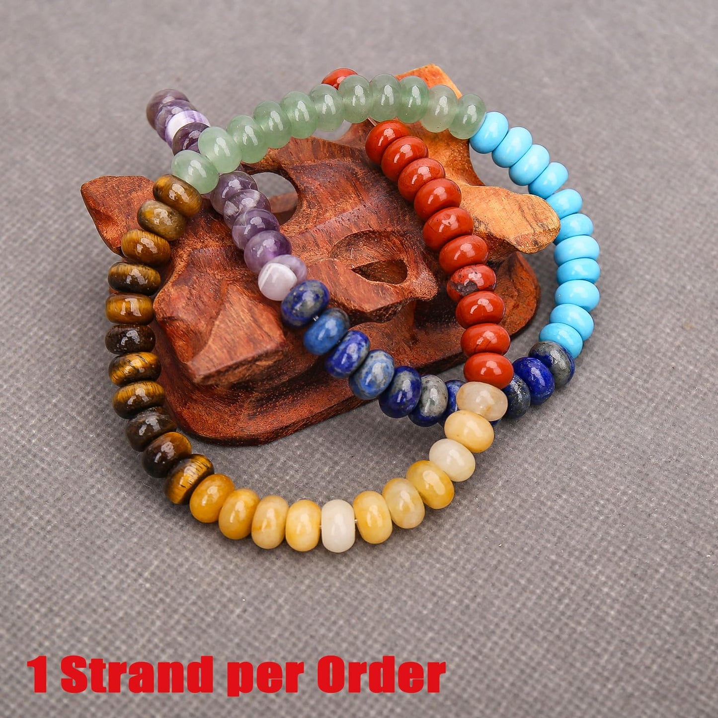 BONNY BOXX 1 Strand Natural 5 * 8mm Chakra Shade Rondelle Beads, Natural Abacus Disk Stone Beads Loose Spacer Gemstone for DIY Bracelet Necklace Jewelry Making