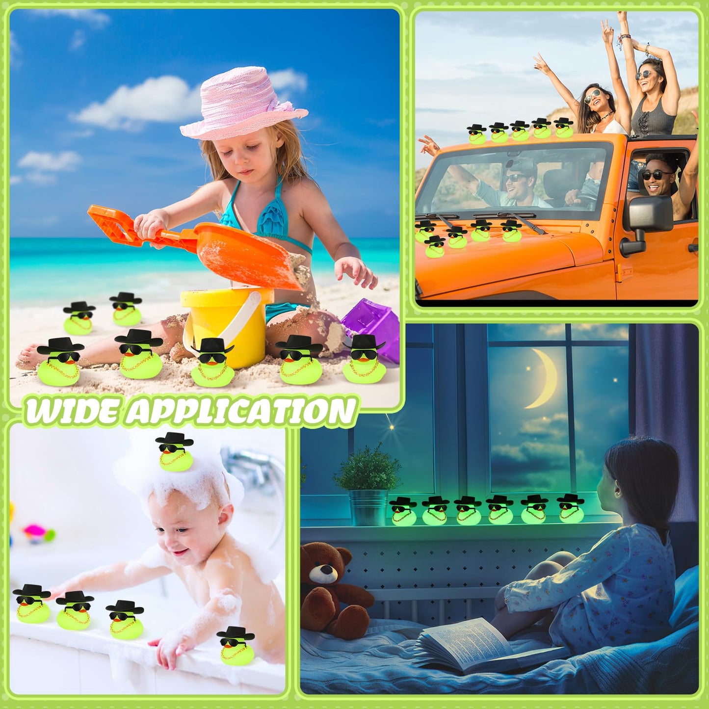Sotiff 48 Sets Cowgirl Rubber Duck Squeaky Duck Bath Toy Duckies Car Dashboard Decorations Halloween Party Favors with Mini Necklace Hat and Sunglasses for Bathtub Baby Shower Swimming Party