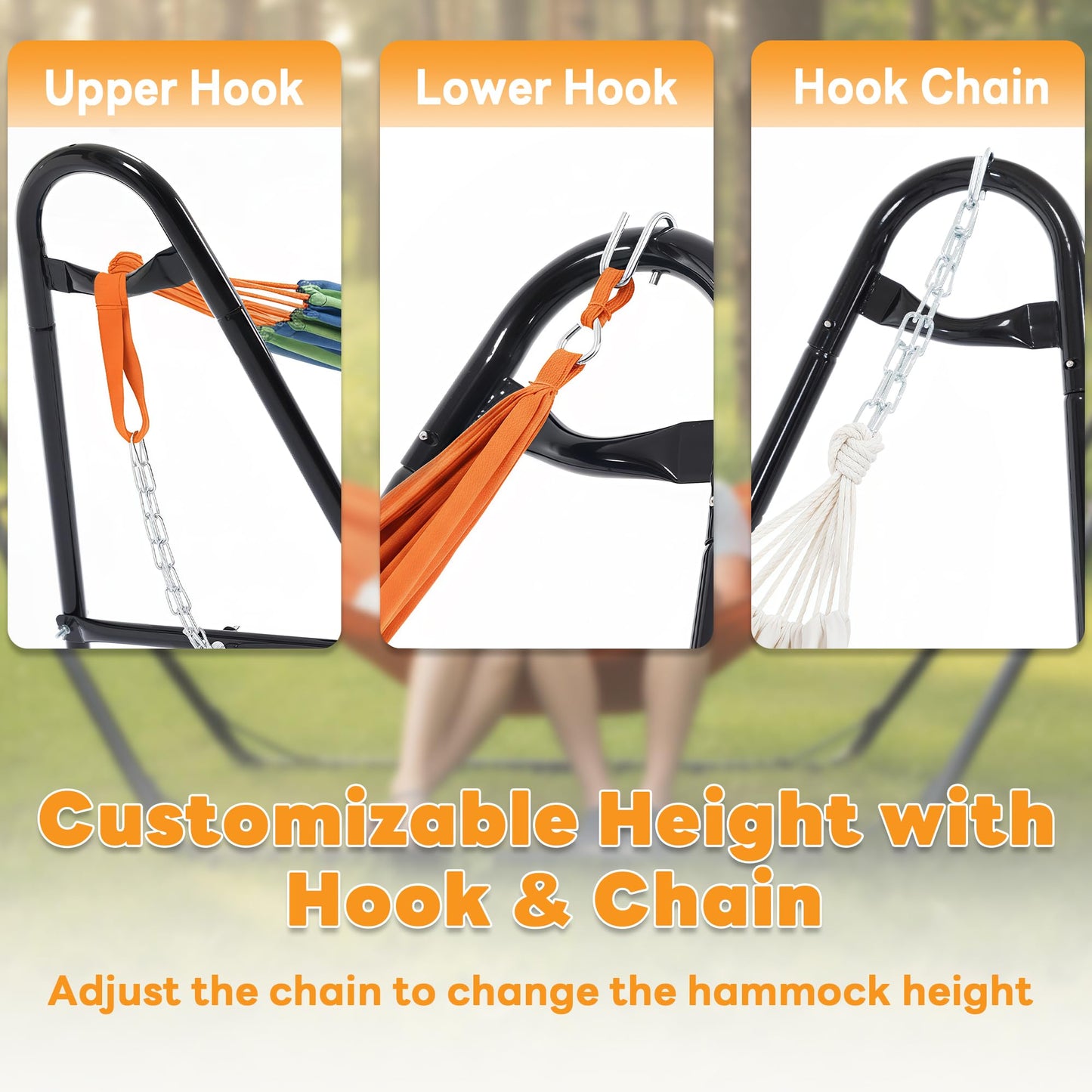 NEWBULIG Double Hammock Stand Only, 450 Pound Capacity, Fits 9 to 14 Feet Hammocks, Heavy Duty Hammock Stand for Outside for Garden Backyard Patio Pool Beach with Carrying Case
