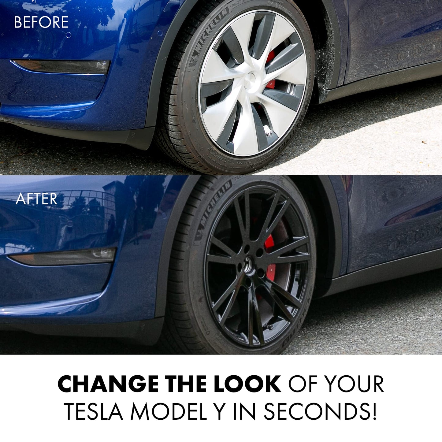 Mayde 19-Inch Tesla Model Y Wheel Covers – Replacement Hubcaps for 2020–2024 Tesla Model Y Rims, Gloss Black Set of 4