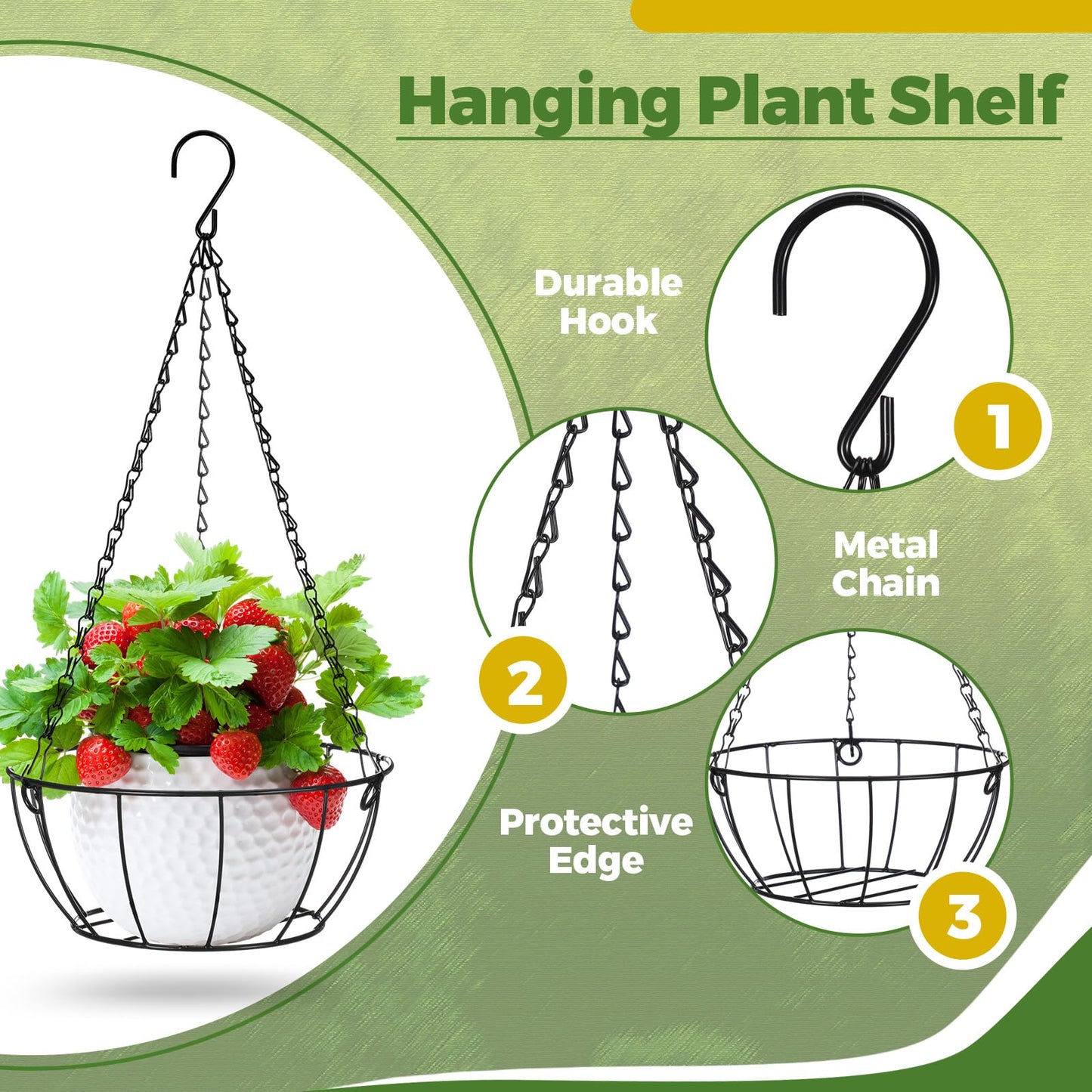Nuogo 5 Pcs Plant Hanger Metal Plant Hanger Hanging Plant Holder 9.5 Inches Decorative Hanging Baskets for Plants Metal Hanging Planter Plant Shelf for Garden Porch Balcony Flower Pots Indoor Outdoor