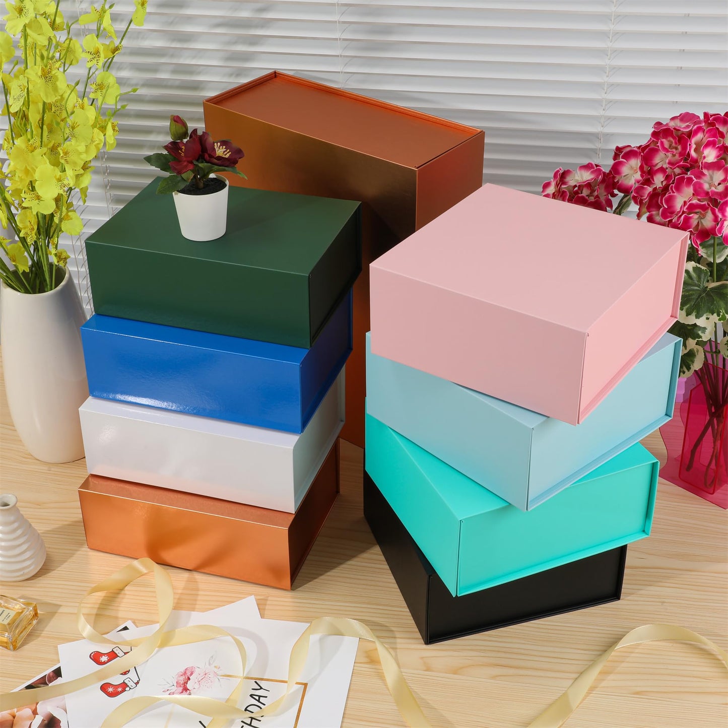 MUMUPACK White Large Gift Boxes With Lids Includes Ribbon And Diy Printable Sticker Paper, Bridesmaid & Wedding Proposal Box, Magnetic Gift Box Sphere