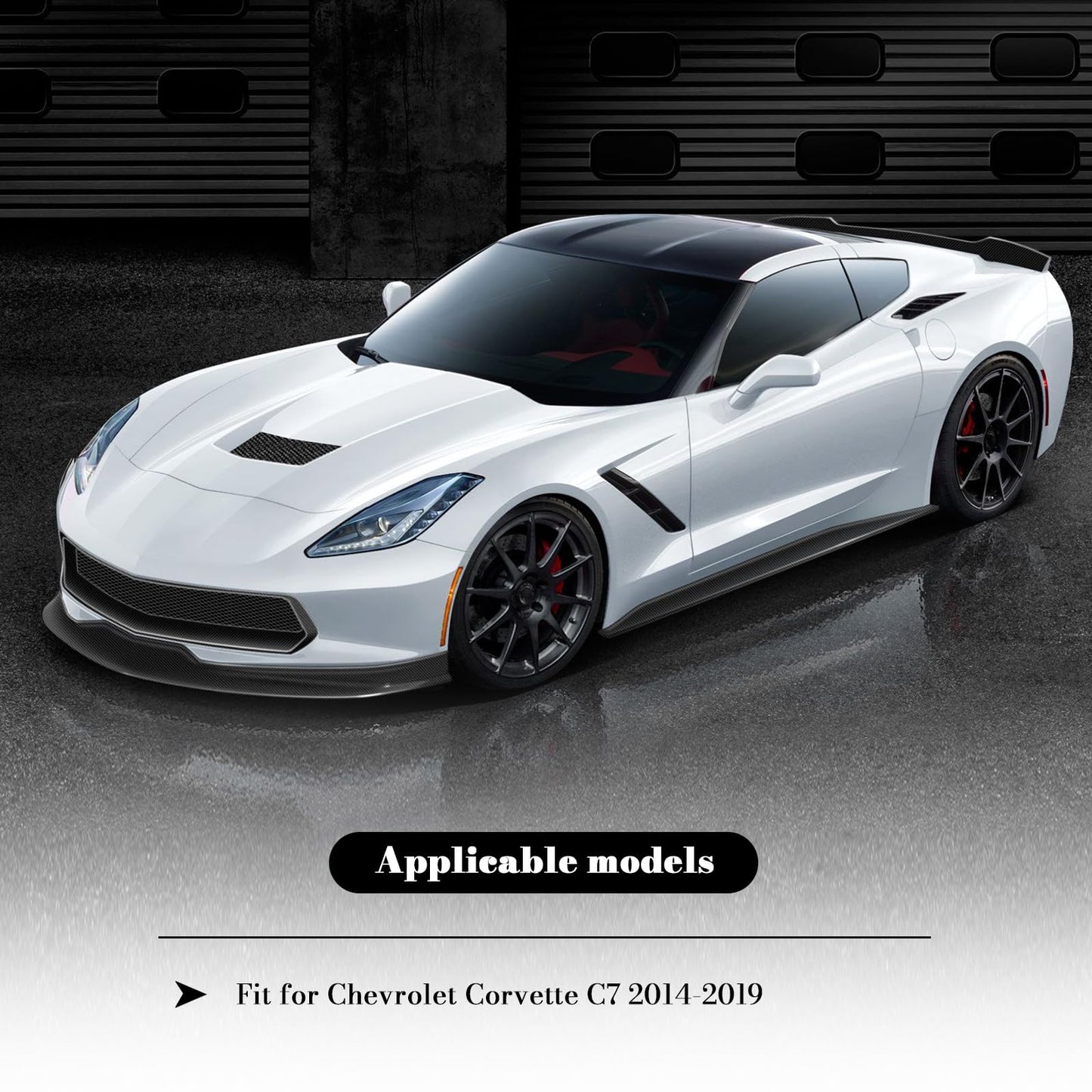 VOONKE Steering Wheel for Chevrolet Corvette C7 Black Hydro-Dip Carbon Fiber D-shaped Flat-bottom Preforated Leather Grip Steering Wheel for Corvette C7 2014-2019