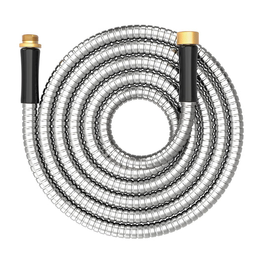 Short Metal Garden Hose 10 ft Connector, Stainless Steel Small Hose Extension Adapter for Hose Reel, Long, Flexible, Lightweight & Heavy Duty Water Pipe, No Kinking Outdoor Water Hose for Yard 10 Feet