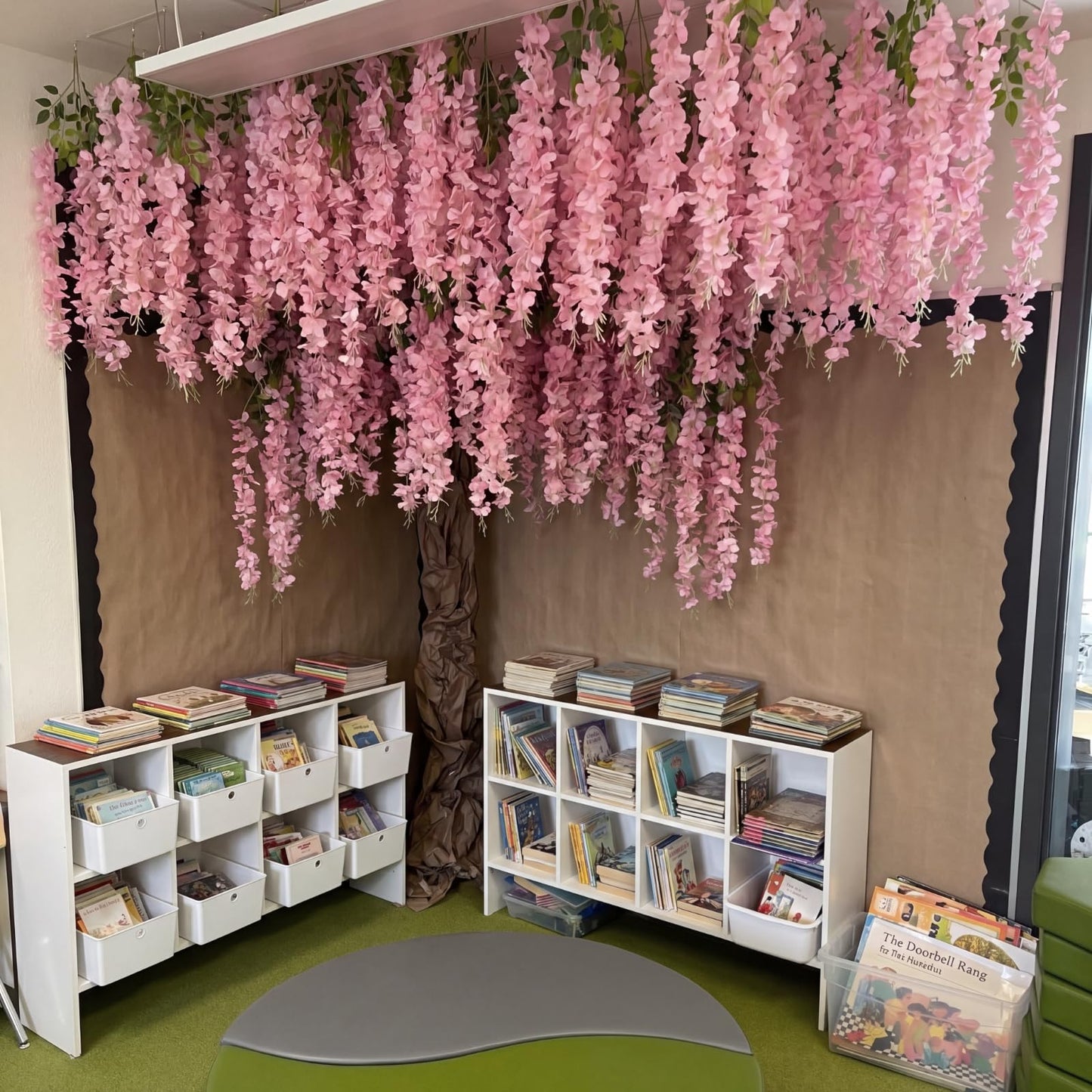Giegxin DIY Wisteria Tree Hanging Flowers Branches 3D Paper Blossom Tree for Home Classroom Wall Spring Decor Fake Ceiling Flowers 20 Wisteria Branches for Indoor Bedroom Forest Background(Pink)