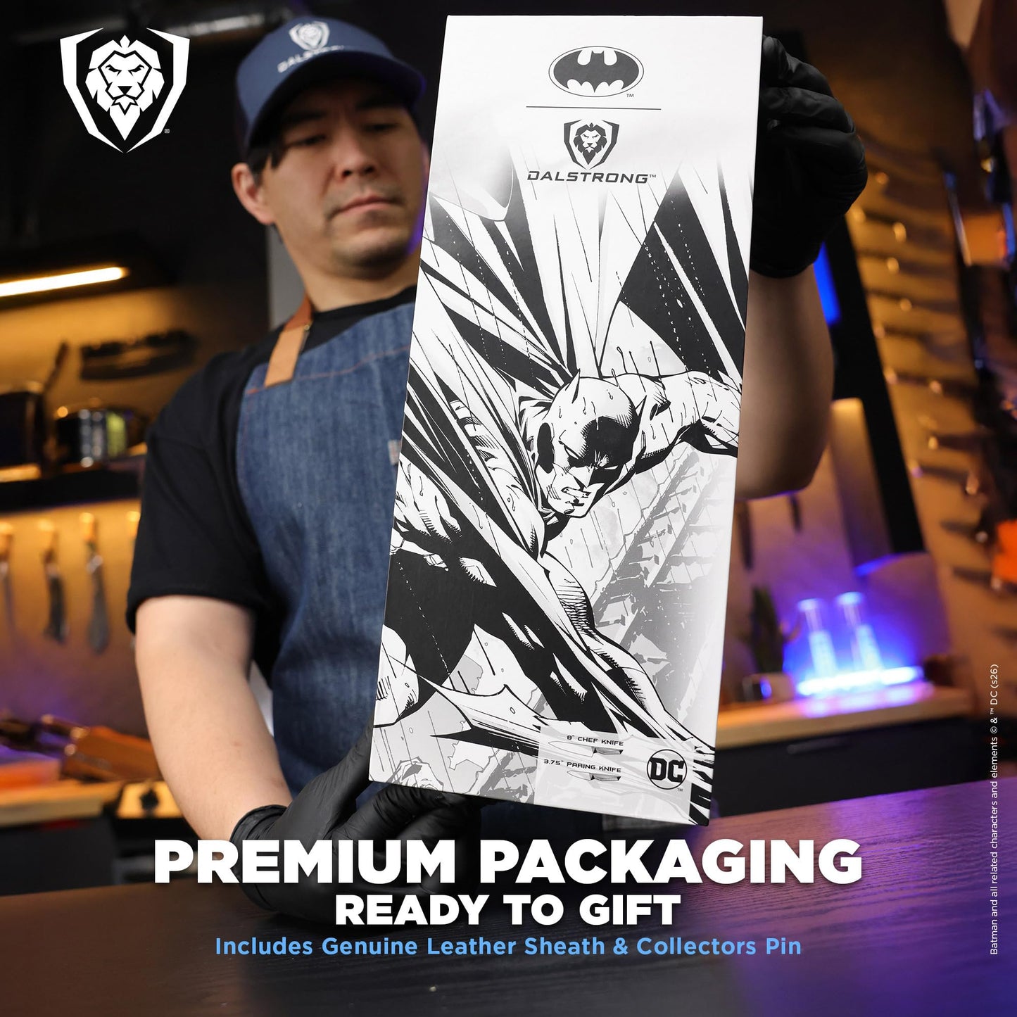 Dalstrong Knife Set - 2 Piece - BATMAN™ Shadow Black Edition - 8" Chef Knife 3.75" Paring Knife - High Carbon 7Cr17MoV Steel - Black Titanium Kitchen Knife - Collection Item - G10 Handle - Sheath