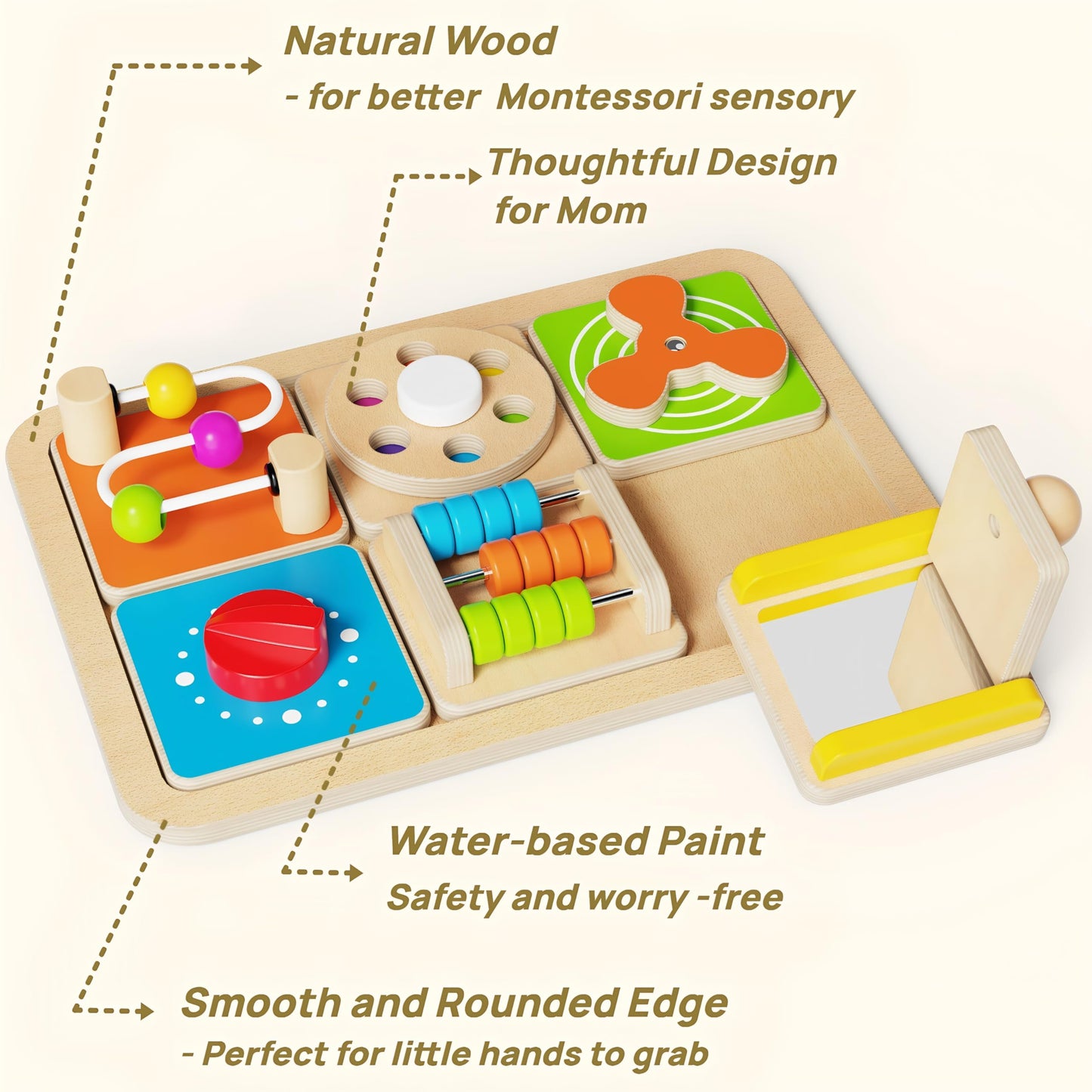 Itainq Busy Board for 1 Year Old, Montessori Toys for Toddler 1-3, Boys Girls Birthday Gifts
