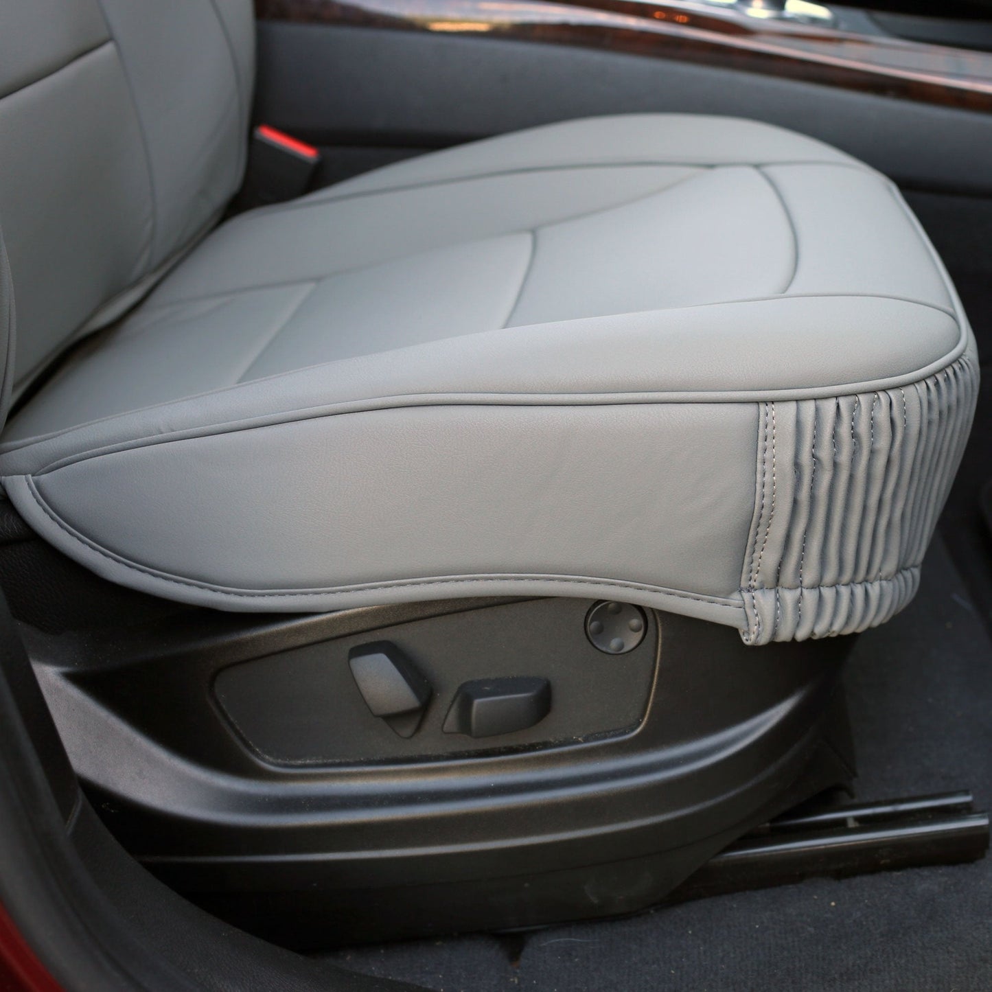 FH Group Full Set Deluxe Leatherette Car Seat Cushions for Cars Trucks, SUV, Waterproof Seat Cover Cushion, Universal Fit, Seat Protector, Solid Gray
