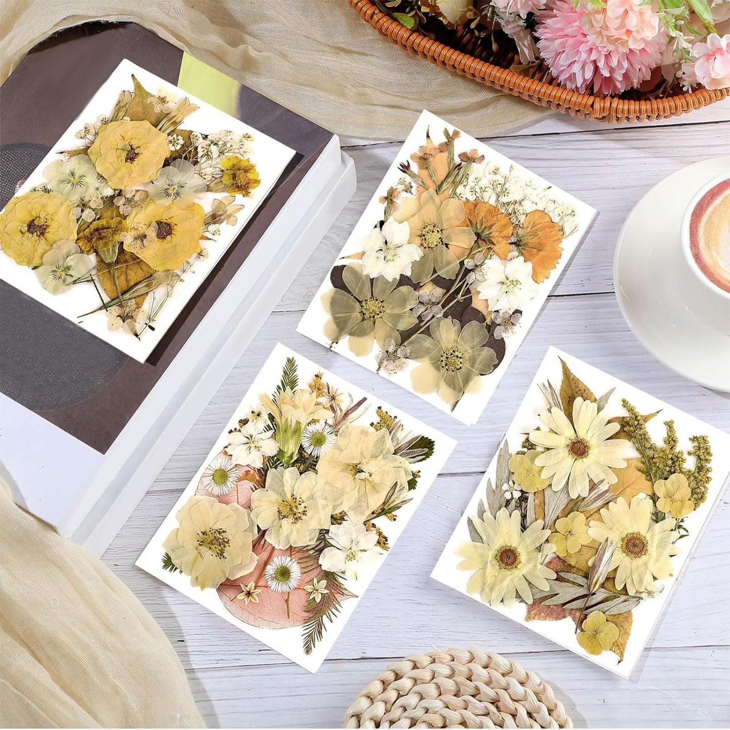 Nuanchu Dried Pressed Flowers for Soap Making Dried Flower Resin Crafts Vintage Pressed Wildflowers Leave with Tweezer for Mother's Day Craft Resin Mold Bride Scrapbook Supplies Nail Soap Wedding DIY