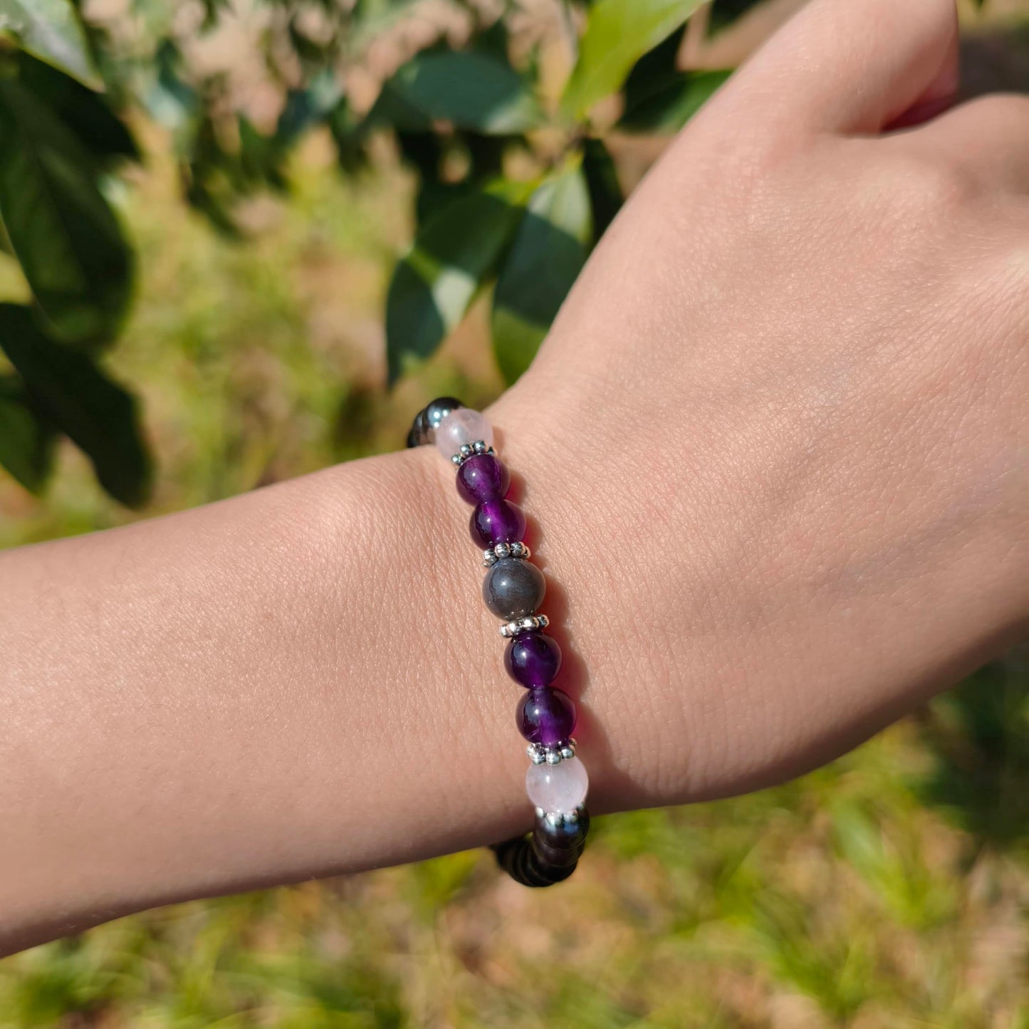 Gracayfr Empath Protection Bracelet Black Tourmaline Hematite Amethyst Rose Quartz Labradorite Beaded Transformation Emotional Healing Crystal Items Jewelry Halloween Christmas Day Gifts For Women Five