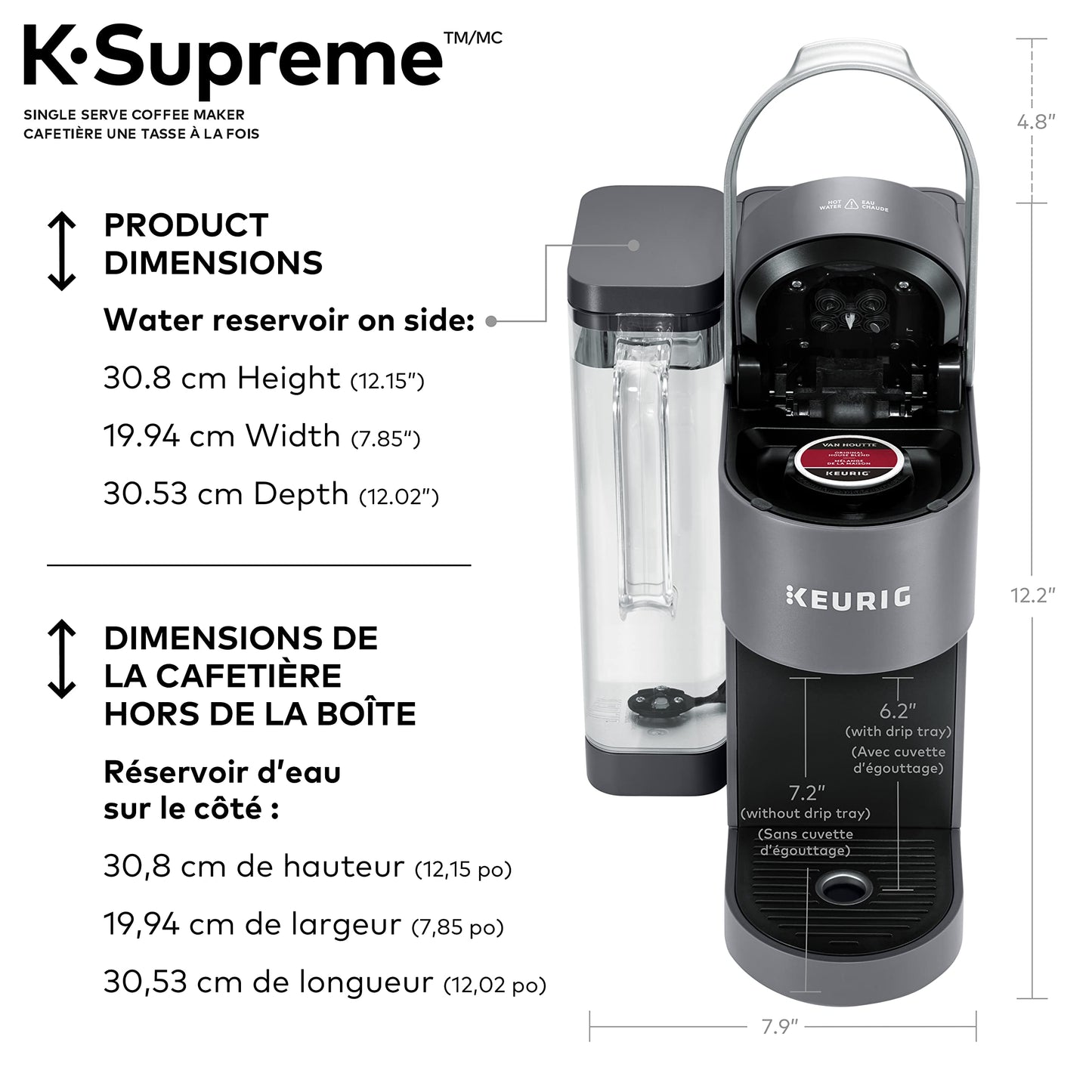 Keurig K-Supreme Coffee Maker, Single Serve K-Cup Pod Coffee Brewer Machine, With MultiStream Technology, 66 Oz Dual-Position Reservoir, and Customizable Settings, Gray