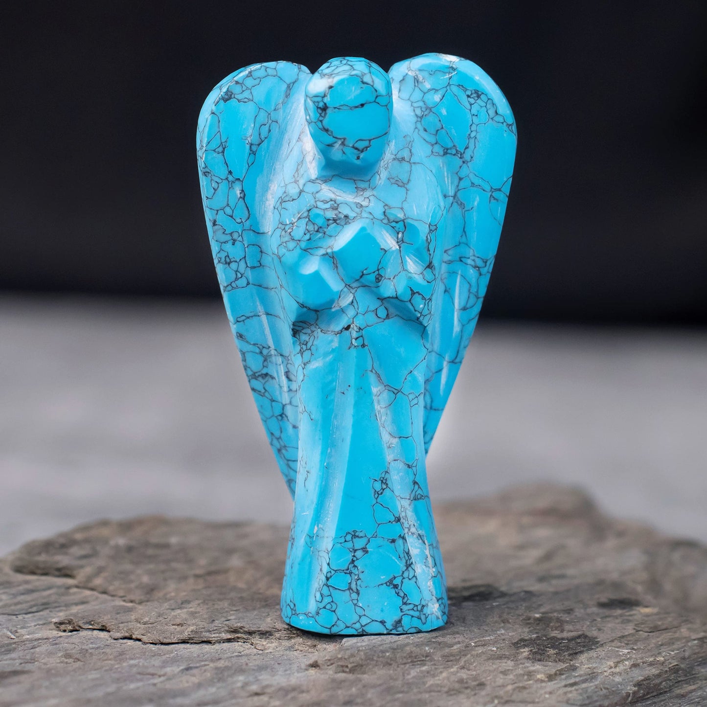 Crocon Turquoise Gemstone Guardian Angel Healing Crystal, Hand Carved Pocket Angel Figurine - Handmade Mini Statue for Love, Peace & Healing, Crystals for Positive Energy, Natural Gemstone Figurine