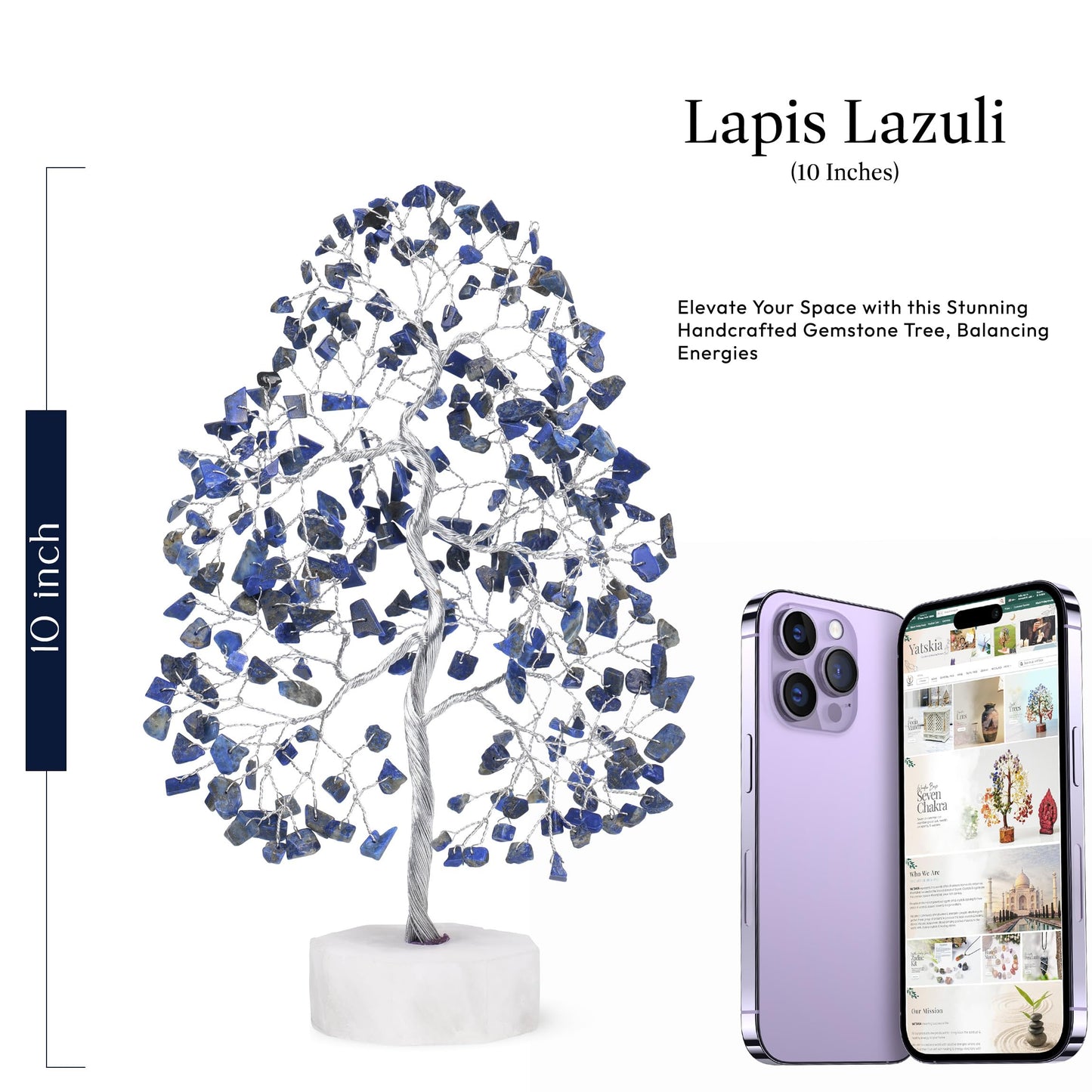 Lapis Lazuli Gemstone Tree, Crystal Tree for Positive Energy, Crystals and Healing Stones, Tree of Life, Chakra Tree - Luck, Thoughtful Gifts for Women, Tree of Life Decor, Clever Birthday Gifts