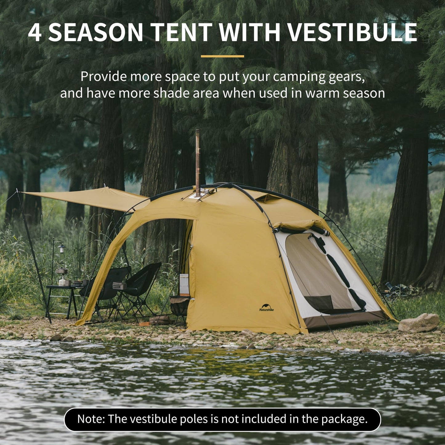 Naturehike Dune 2-3 Person Camping Tent,4-6 Person Canopy Tent,Waterproof 4 Season Tent,Hot Tents with Stove Jack