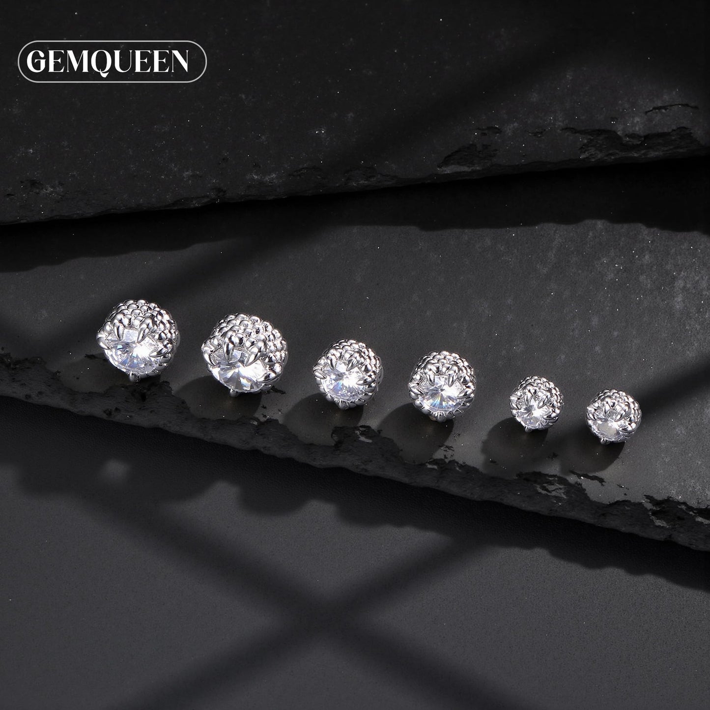 GEMQUEEN Magnetic Earrings for Men Women - 5A Shiny CZ Dragon Claw Punk Hypoallergenic Stainless Steel Non Piercing Clip on Fake Earrings Studs Silver 8MM Not Easy to Fall
