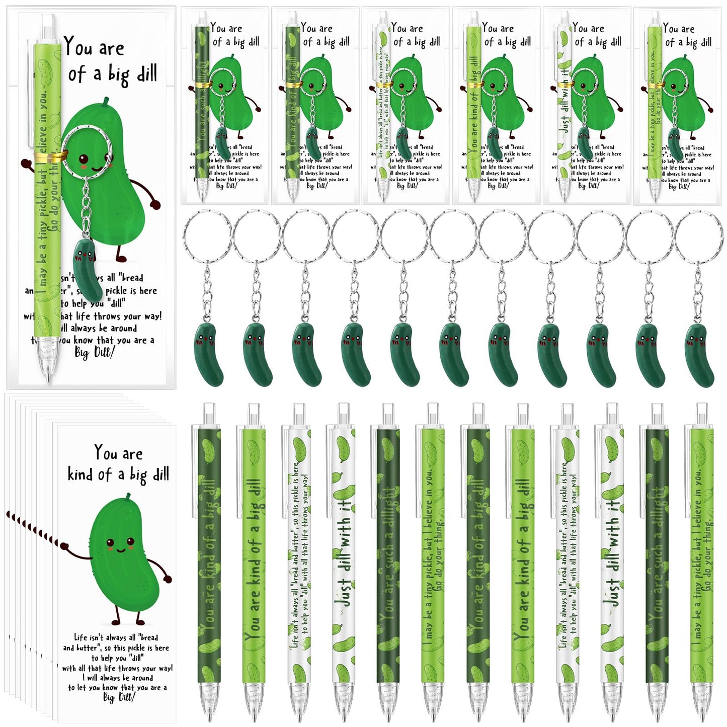 Sayglossy 12 Set Graduation Gift Bulk Appreciation Inspirational Pickle Ballpoint Pen Funny Cucumber Keychain Bookmark Emotional Support Favors for Graduation Student Teacher Volunteer Nurse Team