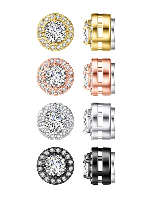 4 Pairs Magnetic Earrings for Men - Stainless Steel Clip on Earring Set Fake Earring Non-piercing CZ Hypoallergenic Magnet Earring for Women Men