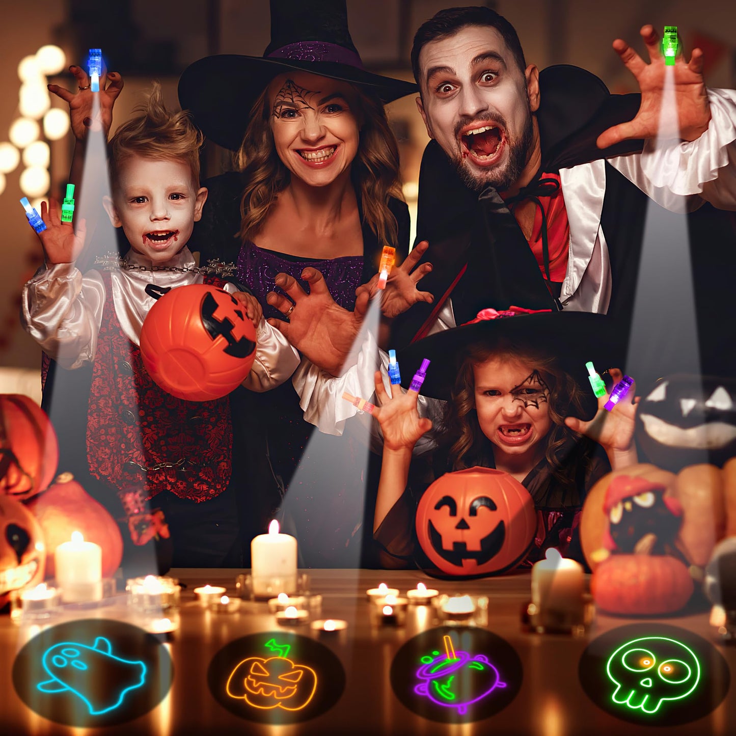 Malhaii Halloween Party Favors, 40 Finger Lights for Kids Halloween Goodie Bag Fillers Basket Pinata Stuffers Light Up Hallo ween Toys Bulk Party Favor bag Treats Non Candy Classroom Prizes Supplies
