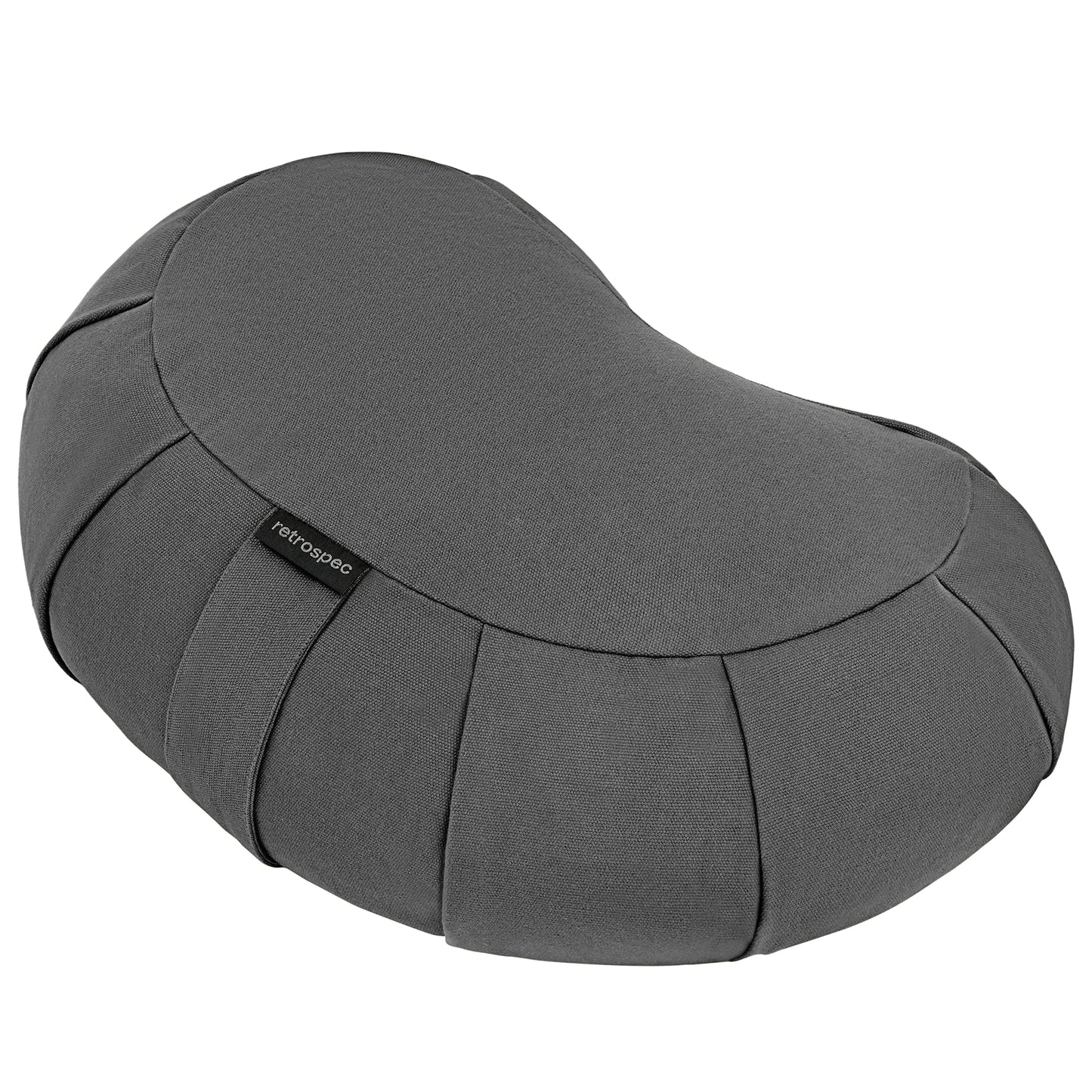 Retrospec Sedona Zafu Meditation Cushion with Buckwheat Hull Fill - Adjustable Yoga & Pilates Equipment Support - 17in Crescent Cotton Cover