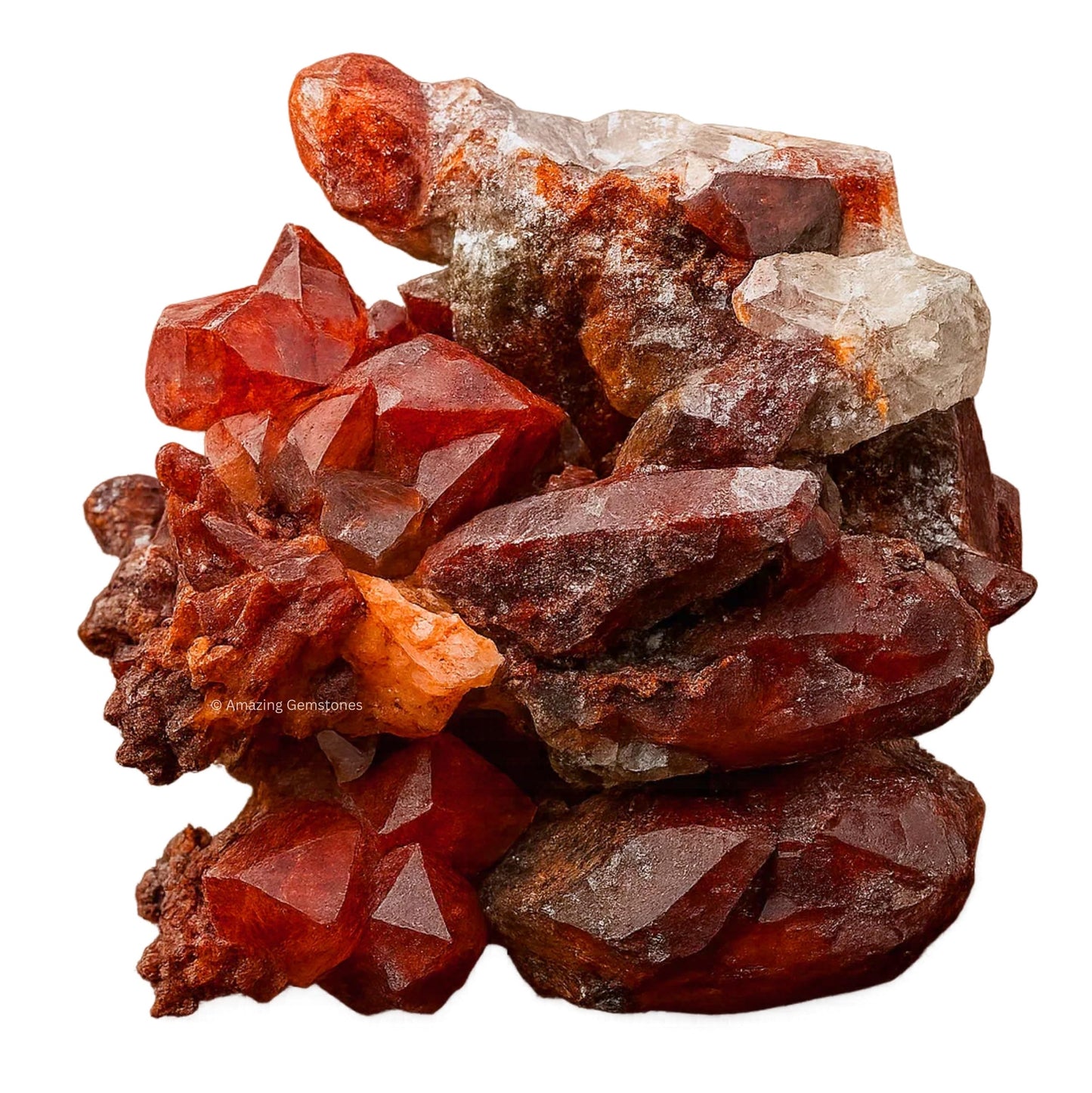 Amazing Gemstone Red Hematoid Quartz Crystals and Healing Stones Mineral Specimen - Premium Semi Precious Gem Stones for Spiritual Growth - Healing Geode Cluster Point for Meditation