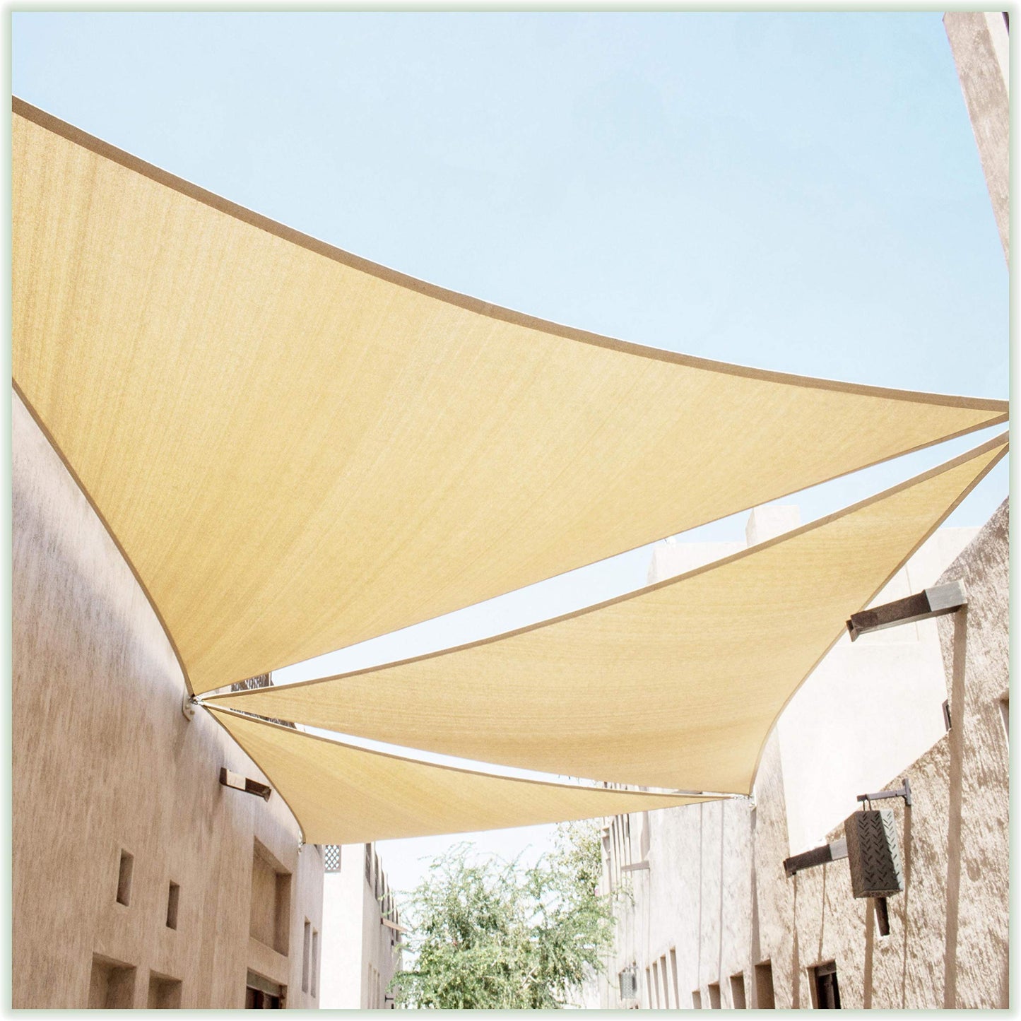 Colourtree 18' x 18' x 25.5' Beige Sun Shade Sail Right Triangle Canopy Fabric Cloth Screen, Water Permeable & UV Resistant, Heavy Duty, Carport Patio, Outdoor (We Customize Size)