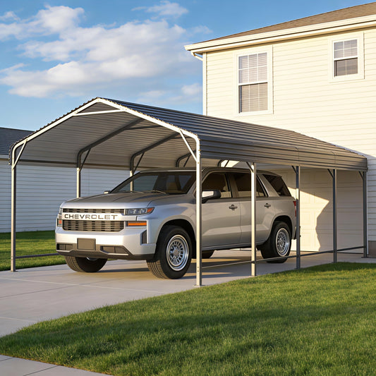 AIRWIRE 12x20 Metal Carport Carports with Enhanced Base Heavy Duty Garage Outdoor Galvanized Car Shelter for Car, Boats and Truck