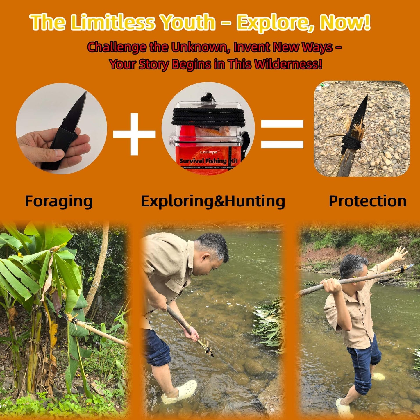 LoDinpo Mini Survival Fishing Kit, Compact Emergency Fishing Gear Box, Pocket Fishing Tackle Set for Travel & Outdoor Use Grey
