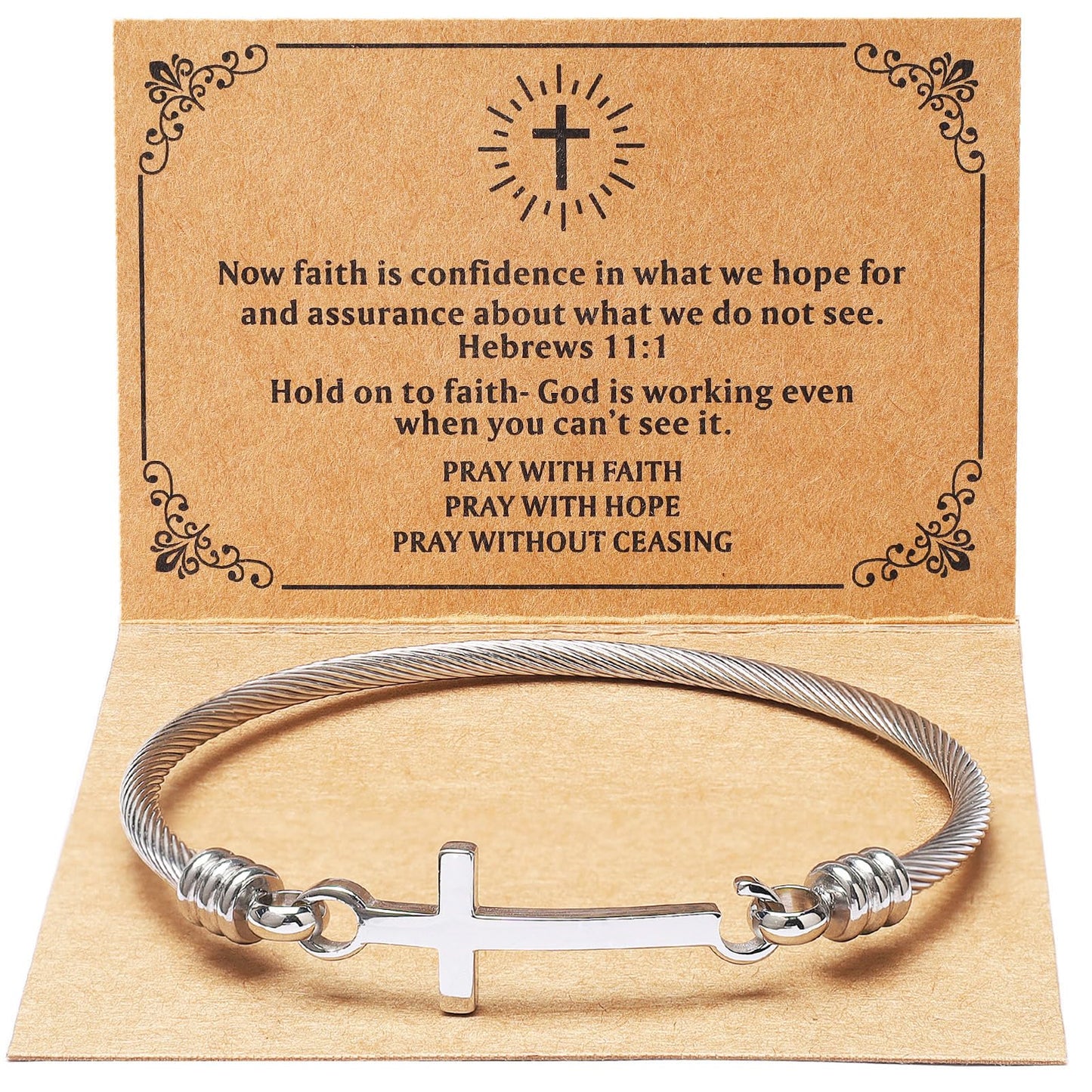 DS Religious Gift for Her Christian Cross Bracelet Bible Verse God is Within Her She Will Not Fall Inspirational Bracelets For Women Stainless Steel Jewelry Gift To Daughter Best Friend (Cross bracelet-Silver 12)
