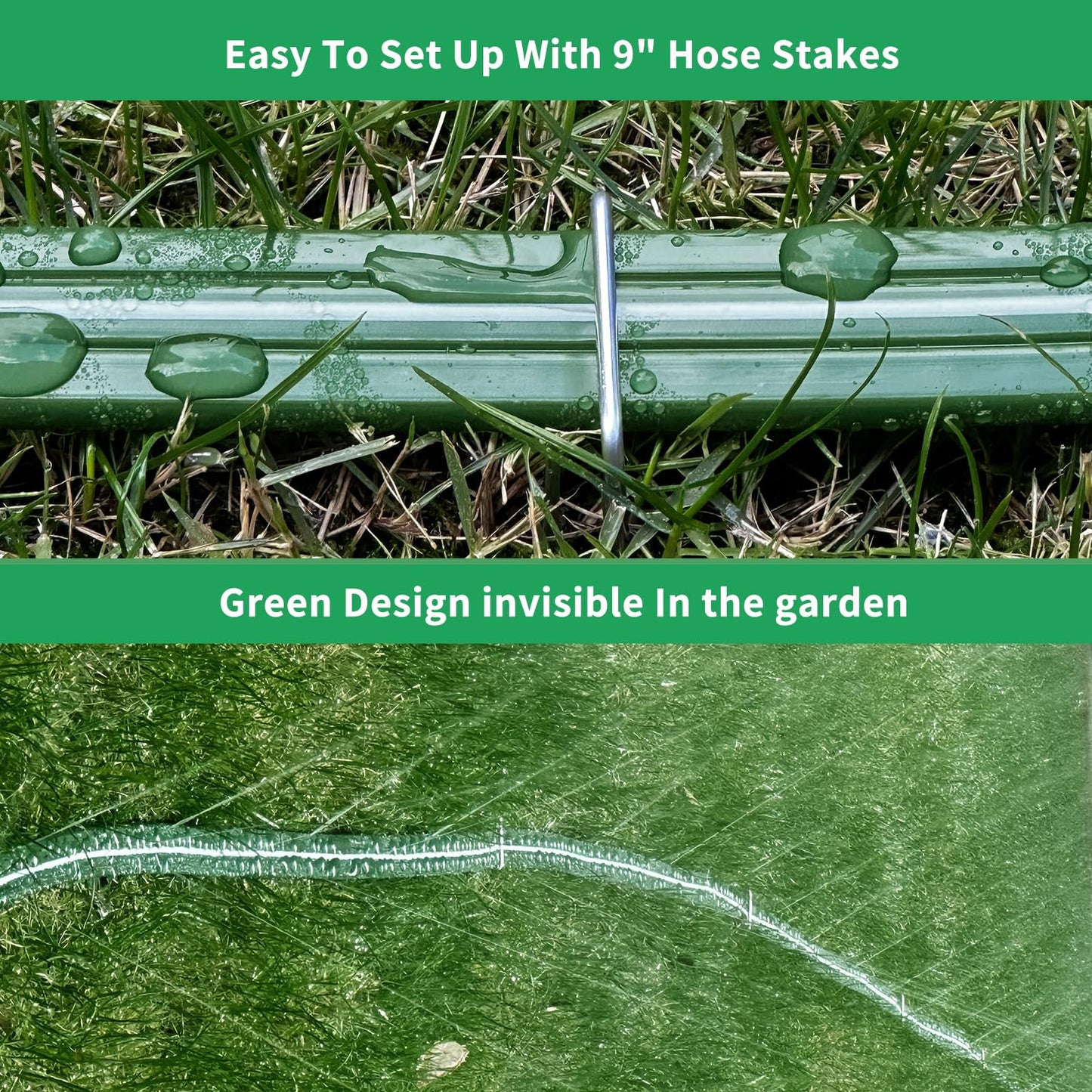 Watoo 2026 Sprinkler Hose & Soaker Hose for Yard - 100 FT Reinforced Flat Garden Hose with Holes, Heavy Duty No-Kink Lawn Irrigation Hose (Includes Stakes, High Pressure Spray)