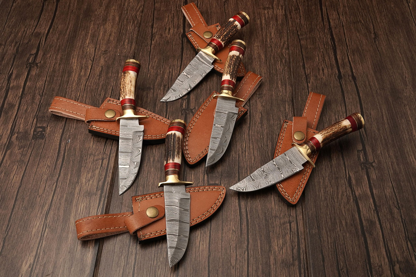 Markhor Outdoors Set of 10 Handmade Personalized Damascus Knife set for Groomsmen gifts | Groomsman Gifts for Wedding, Groomsmen Proposal Gifts