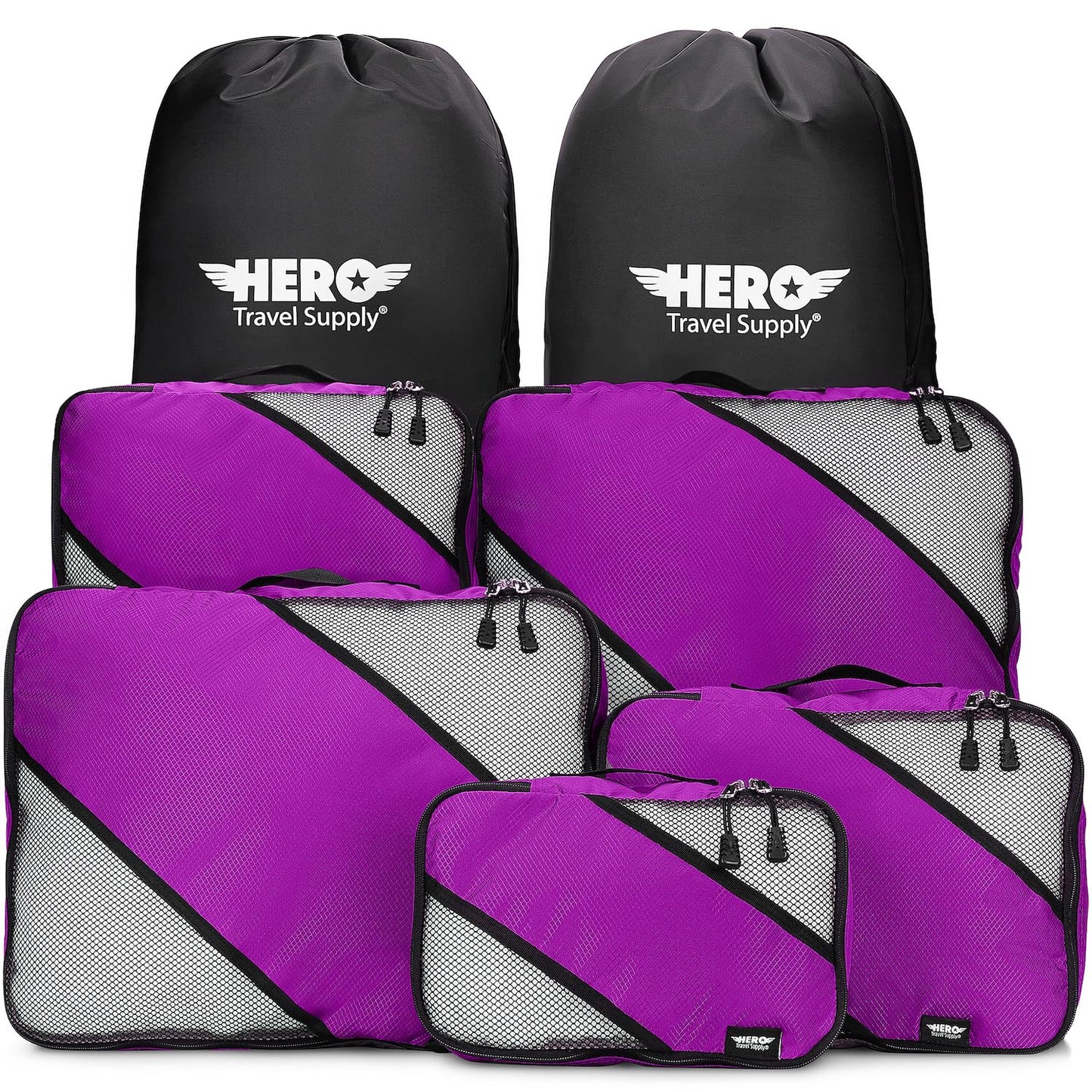 HERO Packing Cubes for Travel (Set of 5) Luggage Organizer with 2 Laundry Bags, Versatile Suitcase Organizer for Men & Women – Travel Accessories for Carry On, Airplane, Road Trip