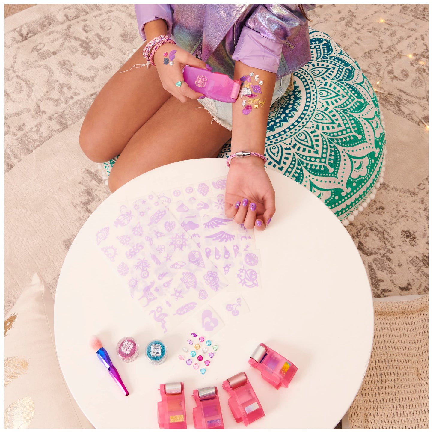 Cool Maker, Shimmer Me Body Art with Roller, 4 Metallic Foils and 180 Designs, Temporary Tattoo Kids Toys for Ages 8 and up