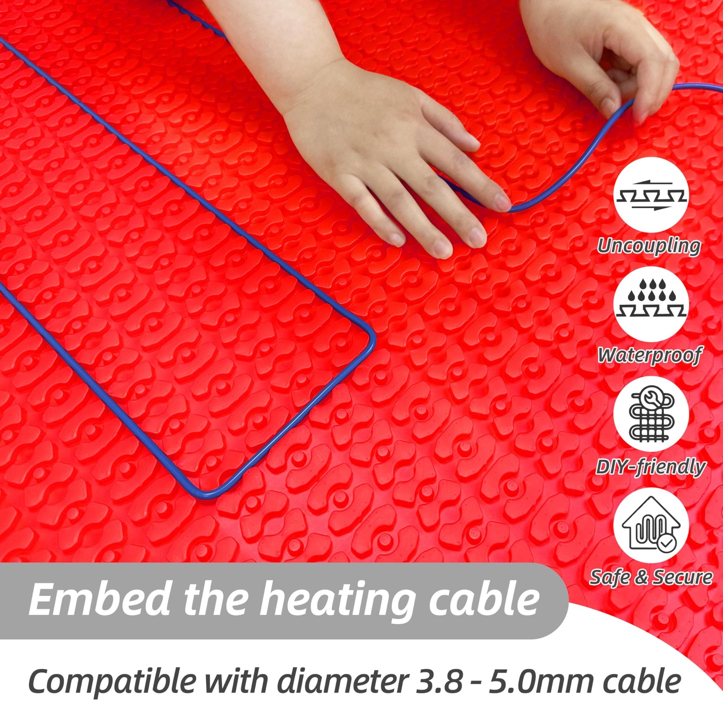 Heating Cable Uncoupling Membrane YeloDeer, Waterproofing Underlayment and Crack Prevention Membrane for Electric Floor Heating Systems 54 Sq. Ft.