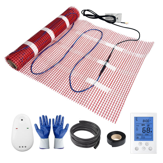BLARALA Electric Radiant Floor Heating System, 20 Sq.ft Electric Heated Floor Mats for Bathroom, Includes Programmable Thermostat, Heat Mat, Installation Monitor, and Temperature Sensors