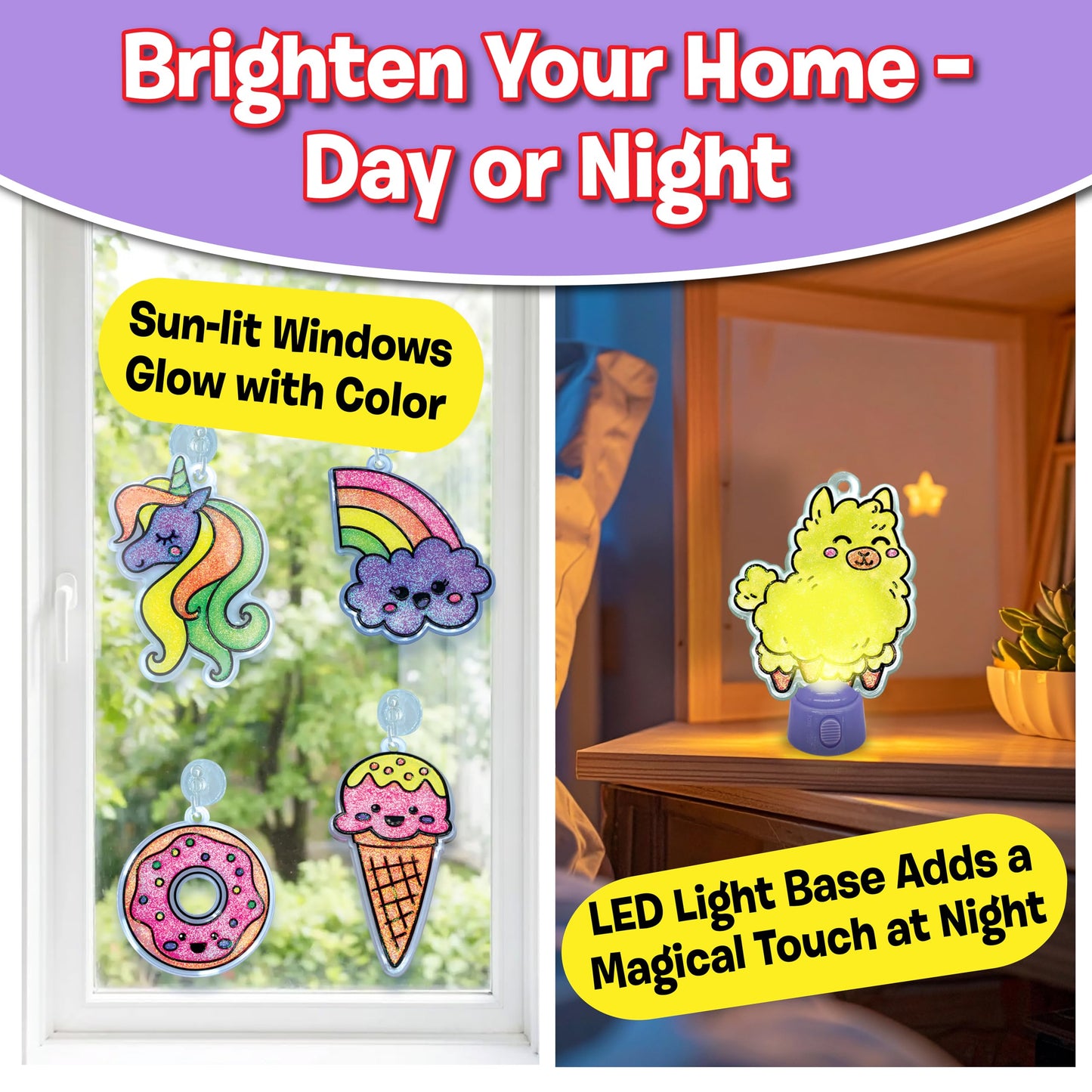 Small World Toys Fluorescent Suncatcher Kit – Fun Kids Crafts & DIY Crafts for Kids Ages 4-8 – Paint-Your-Own Window Art Set with Bright & Colorful Suncatchers