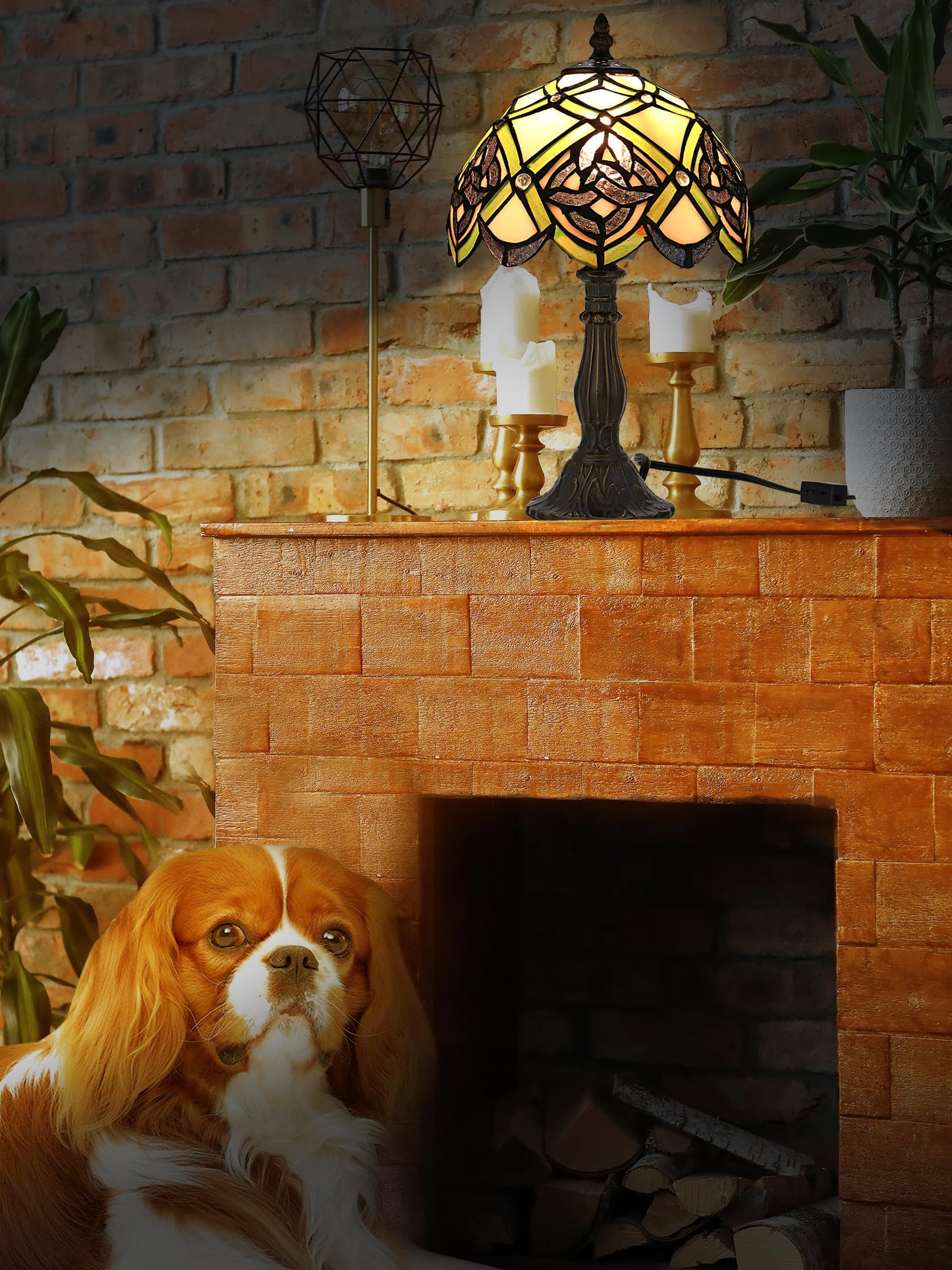 KY&BOSAM Tiffany Table Lamps Irish Celtic Stained Glass Light Lamp 17500 Lumen Style Shade E26 Bulb Holder Metal Base 8*8*14 Inch Memory Gifts Bedroom Living Room Kitchen Office St Patrick's Day Decor