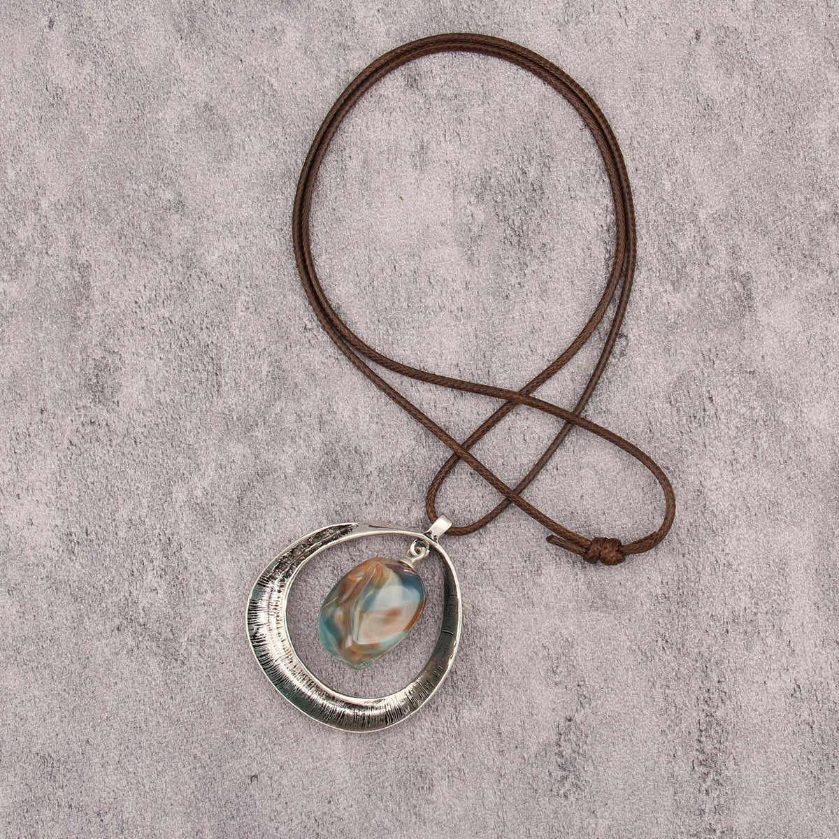 joymiao Bohemian Necklace Women Chunky Long Vintage Necklace Boho Hippie Choker Style Necklaces with Silver Pendant Stone Casual Jewelry