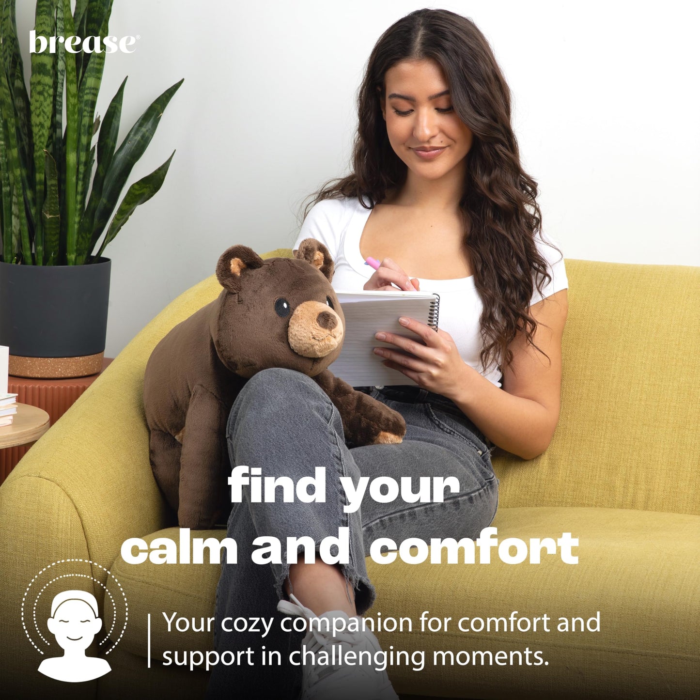 Brease 5 lb Unscented Weighted Brown Teddy Bear Plush Toy - Gentle Companion for Children and Adults, Soft Plushie for Boys and Girls, Snuggly Bear for Comfort, Calm, and Gentle Embrace