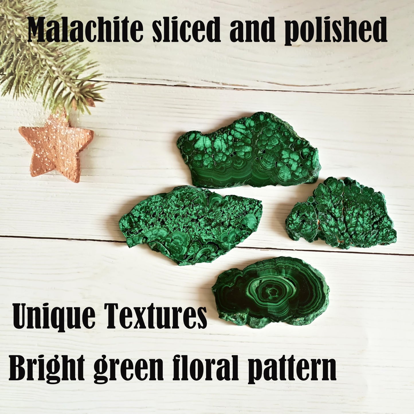 DZJXBZhu Natural Malachite Polished Slice Large Crystal raw Stone Polished Slice 5.3-7.03Oz Healing Crystal eliminates Negative Energy Home Decoration