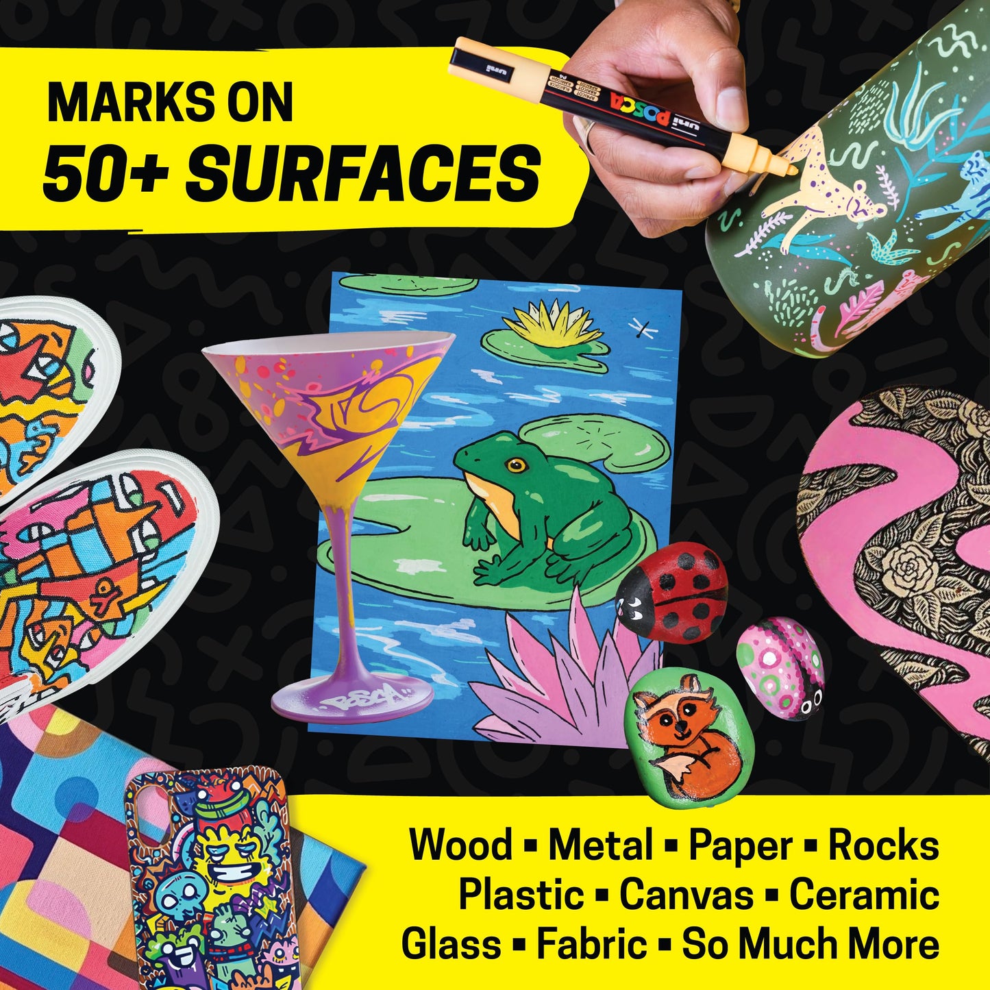 posca Paint Markers, 3M Fine Point Acrylic Paint Pens with Reversible Tips, Art Supplies For Gifts, Decorations, Fabric, Metal, Glass, Wood and Canvas, Set of 24