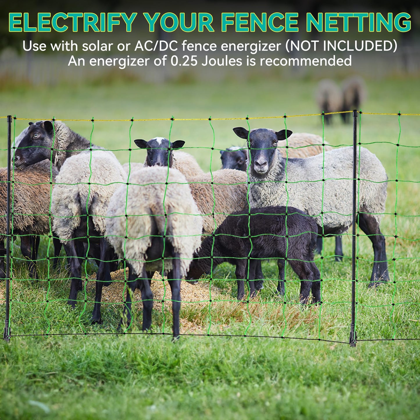 PPOLB Electric Fence Netting - 47.2" H x 164' L, Portable Movable Livestock Nets Mesh for Lambs, Dogs, Deer, Larger Animals Electric Fencing for Backyards, Homesteaders, Farms Ranches, and Gardens