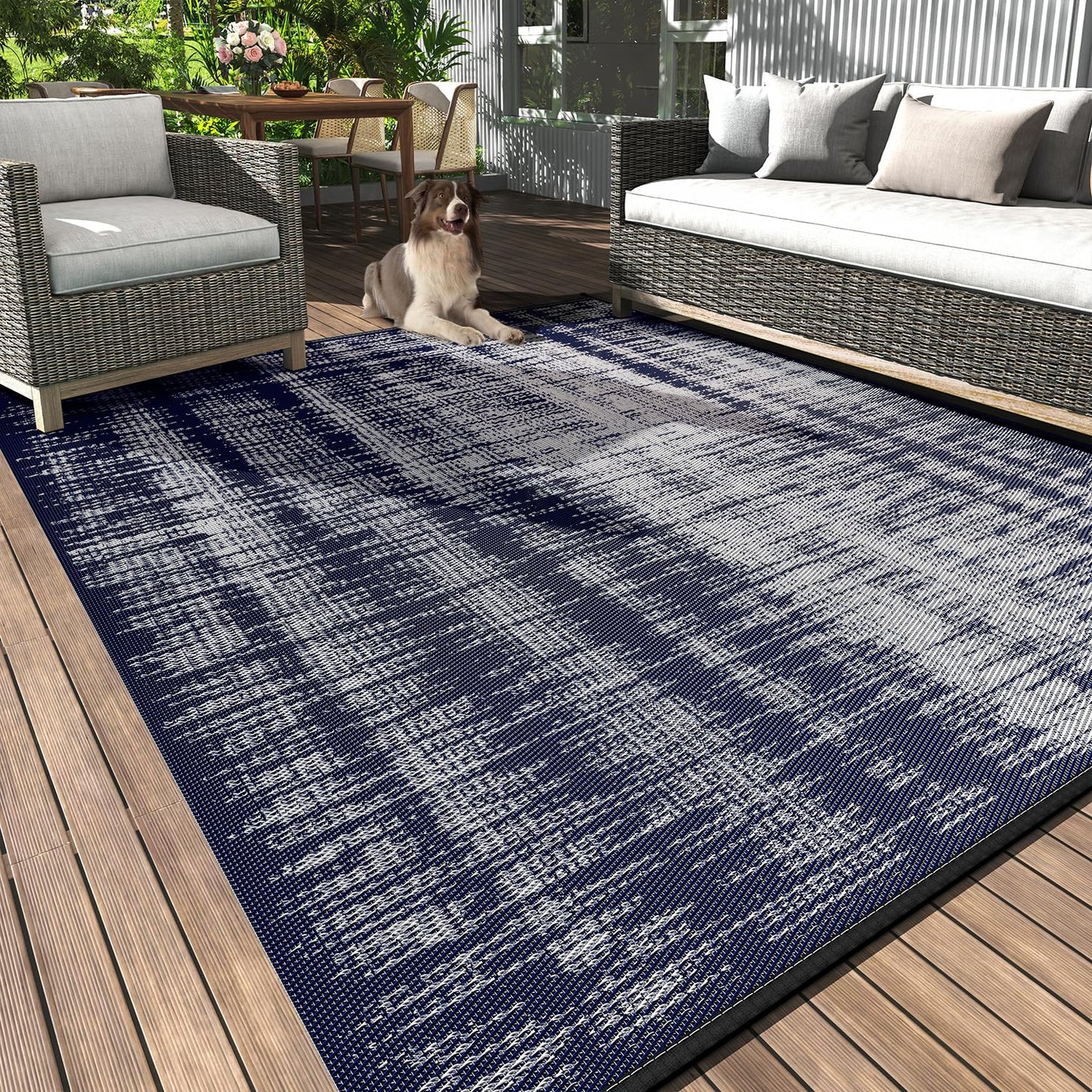 MontVoo Outdoor Rug Waterproof 5x8 ft Outdoor Patio Rug Mat Reversible Plastic Straw Outside Rug Carpet Outdoor Rugs for RV Camping Picnic Beach Balcony Porch Deck