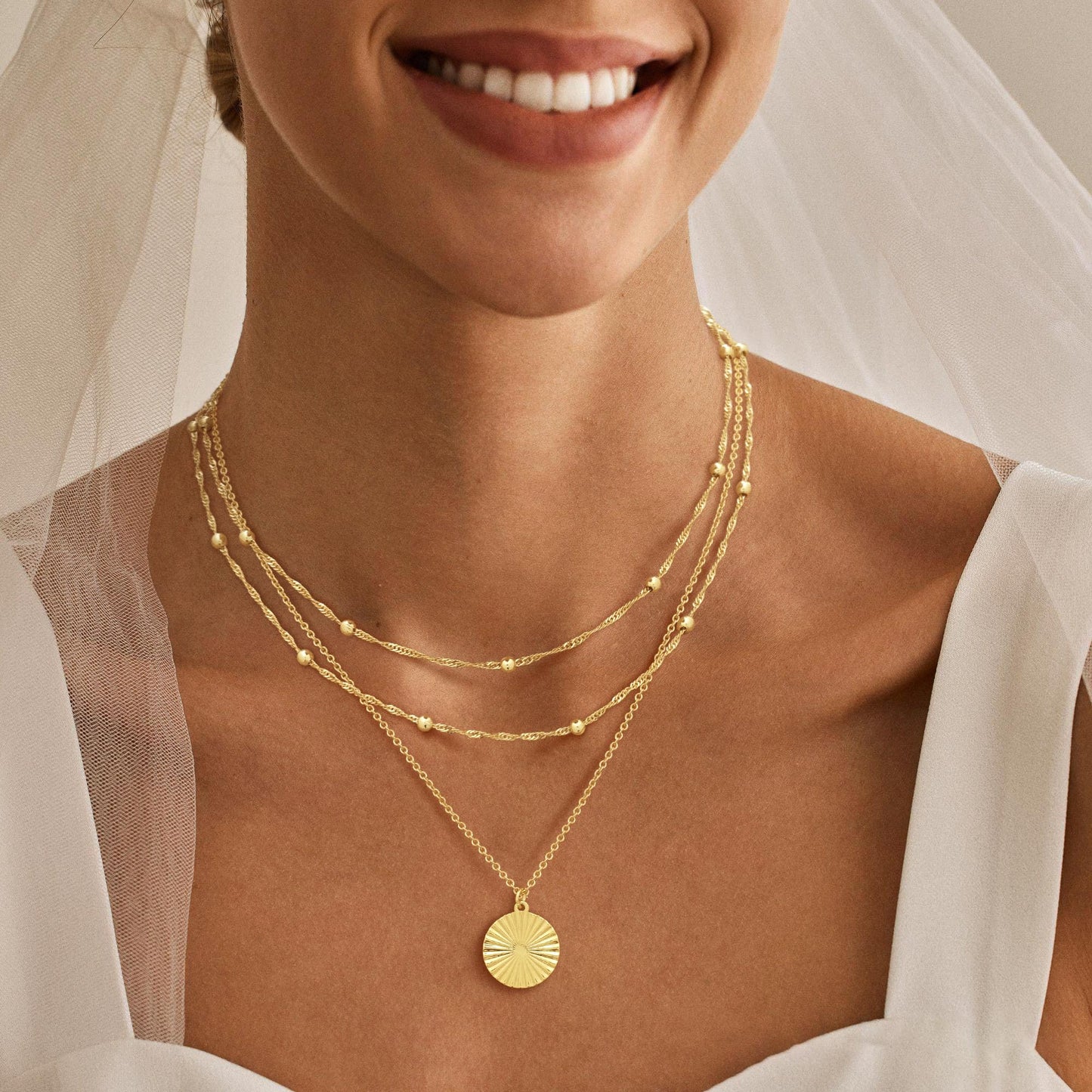 MFRYK Gold Necklaces for Women,14K Gold/Silver Plated Choker Layered Necklace Dainty Pearl Disc Cross Circle Heart Pendant Chain Stackable Necklaces, Multilayer Jewelry Set Gifts for Women