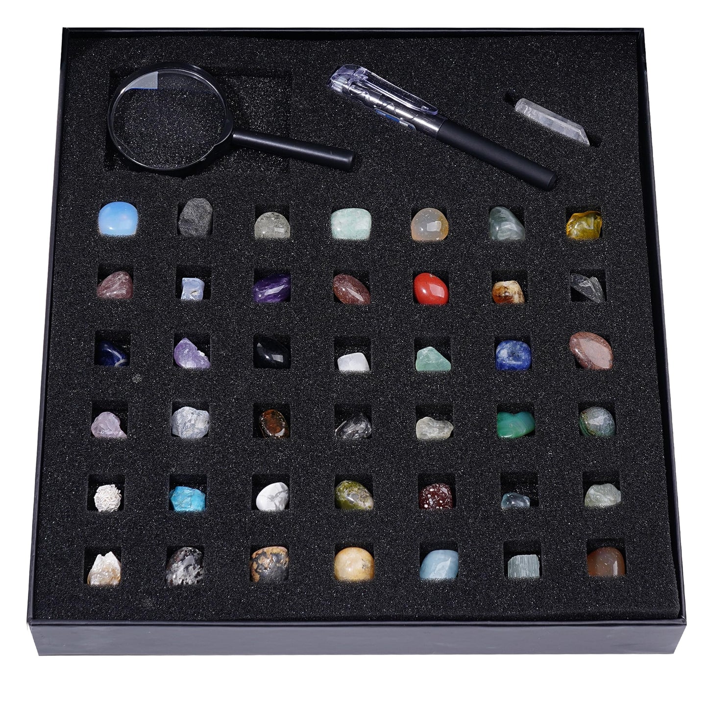 Rock Collection Starter Kit, 43 Pcs Rocks, Gemstones & Crystals Assorted Kit with Guide, Minerals Geology Education Science Gift for Adults Kids