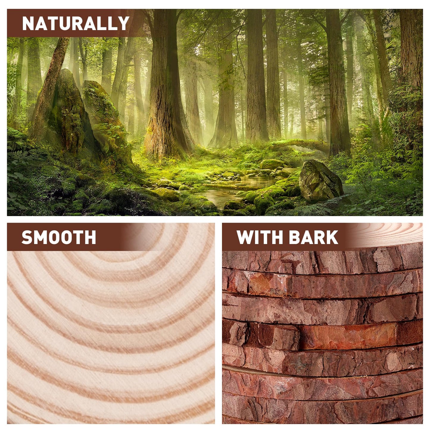 20 Pcs Unfinished Natural Wood Slices for Centerpieces.5.1-5.5 Inch Wood Rounds for Crafts. Wood Circles with Tree Bark for DIY Crafts,Centerpiece Table Decorations.Baby Shower centerpieces.